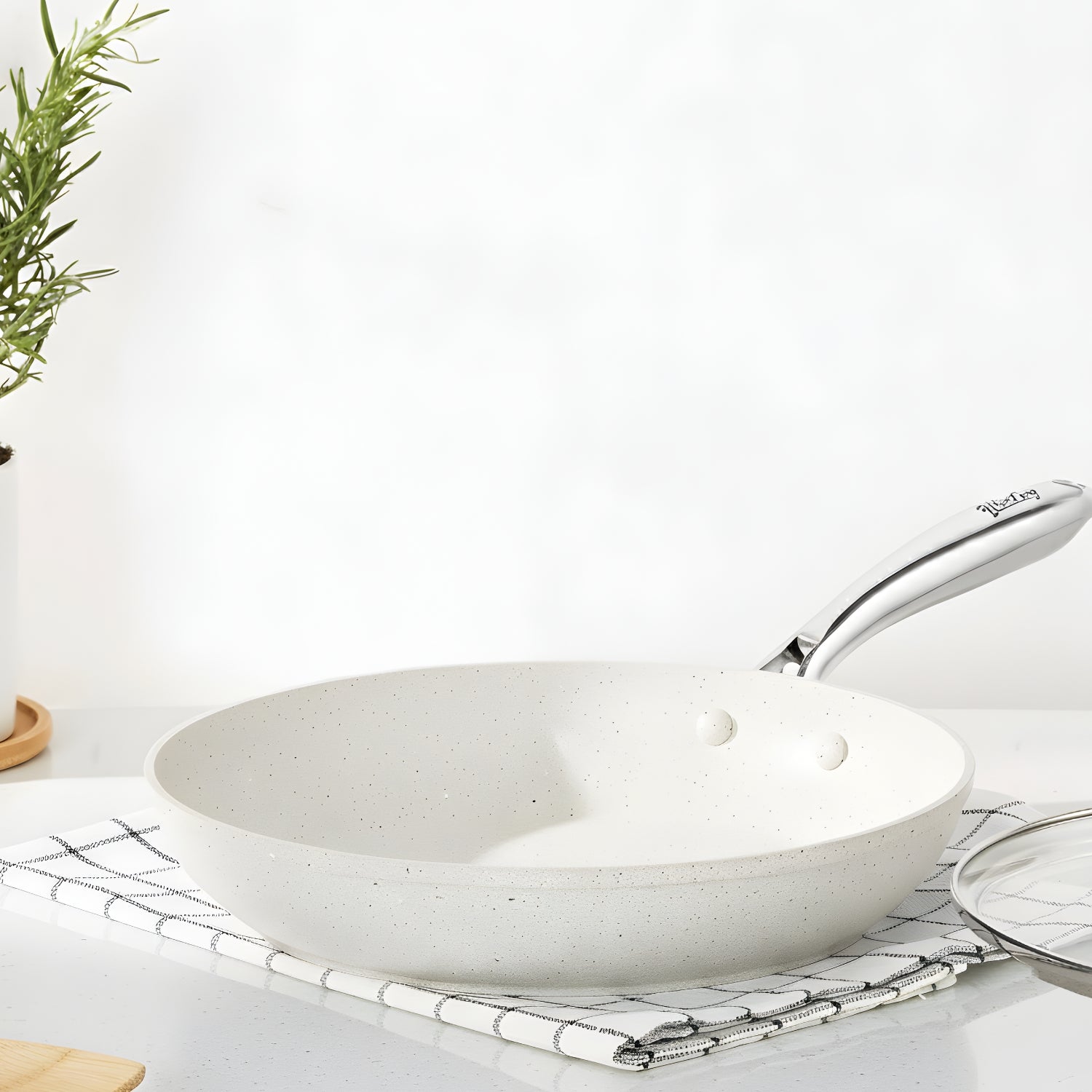 Voke - 8" Marble Stone Nonstick Frying Pan with Lid