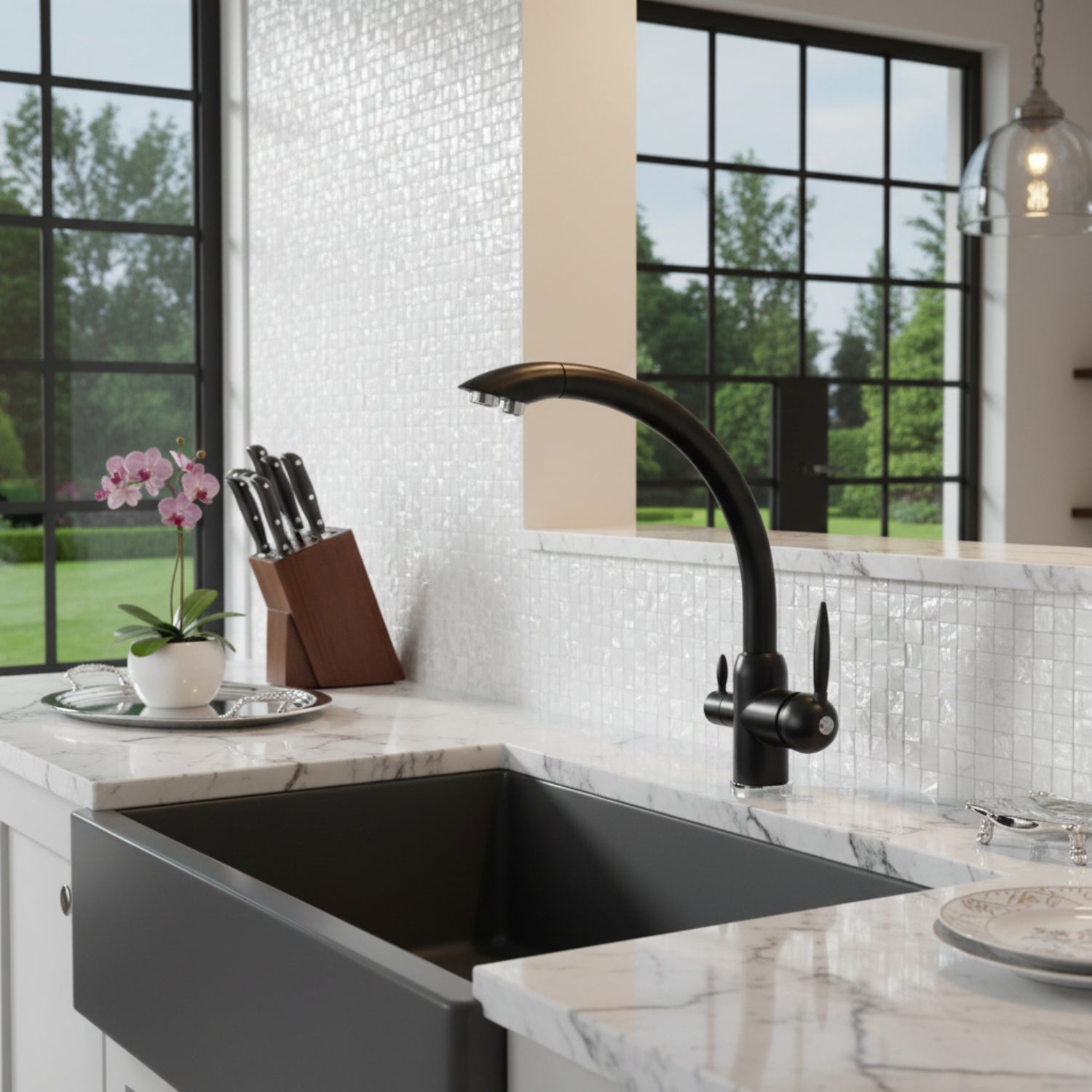 Sundby - Three-Way Faucet Kitchen Sink Mixer Tap Hot Cold Water Crane Deck Mounted Kitchen Tap