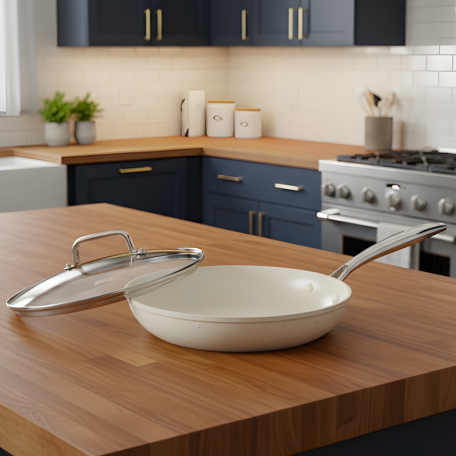 Voke - 8-Inch Nonstick Marble Stone Frying Pan with Lid