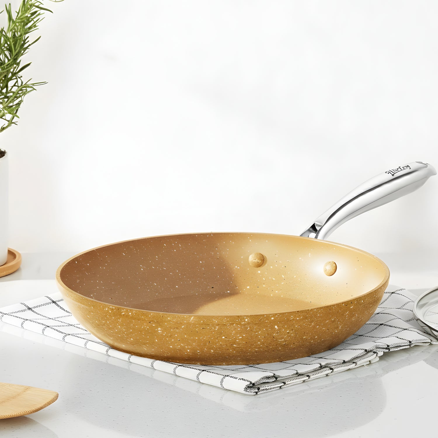 Voke - 8" Marble Stone Nonstick Frying Pan with Lid