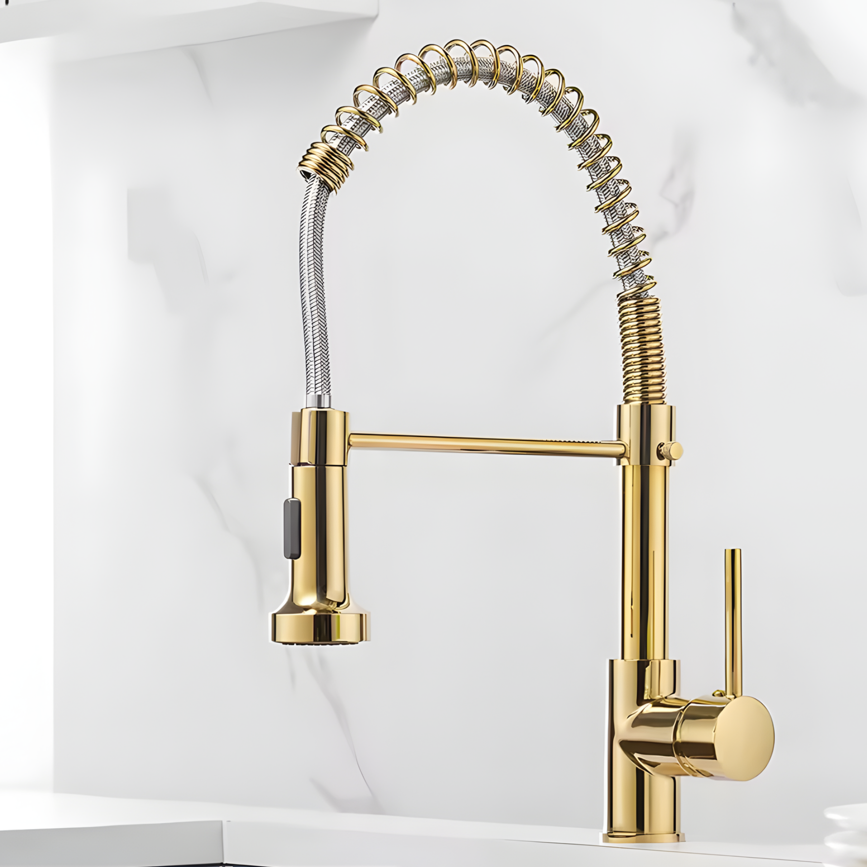 Halmstad - Single Hole Pre-Rinse Pull-Down Sprayer Spring Spout Kitchen Faucet