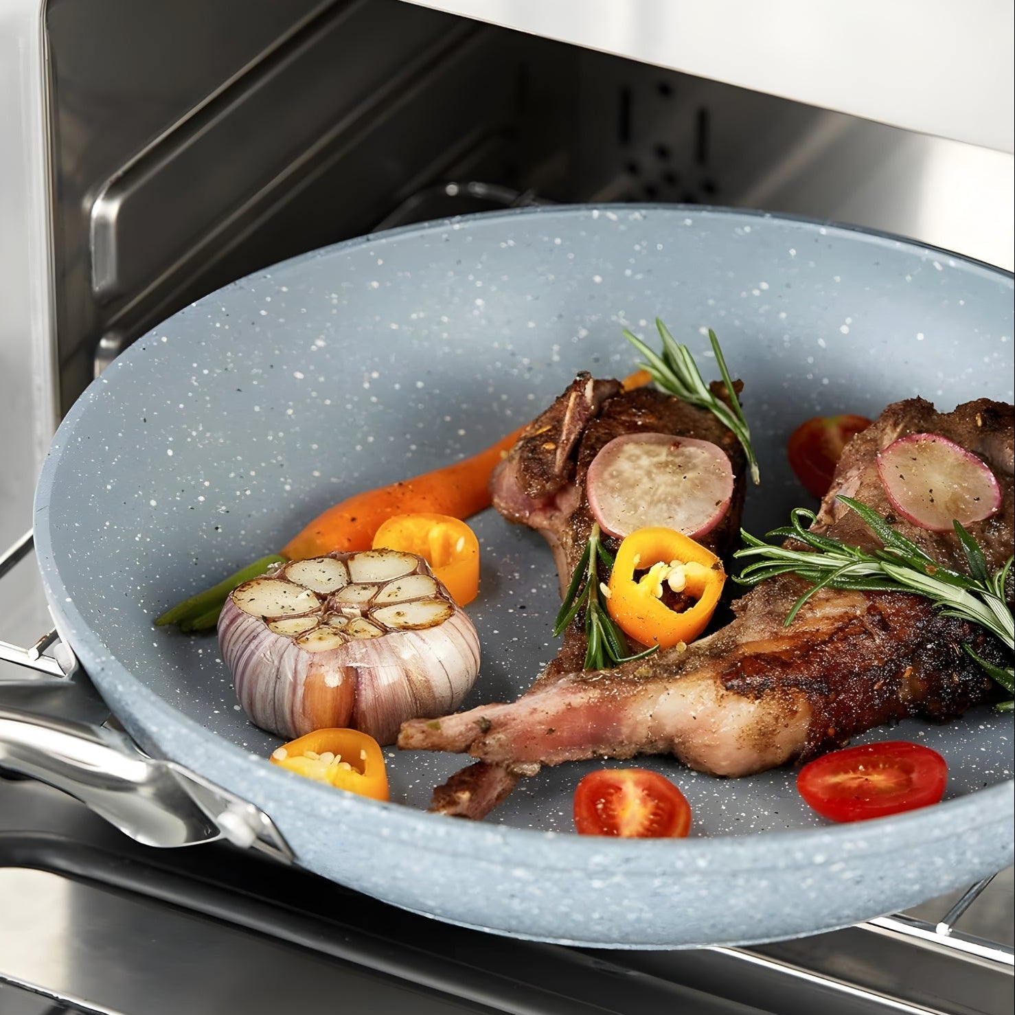 Voke - 8" Marble Stone Nonstick Frying Pan with Lid