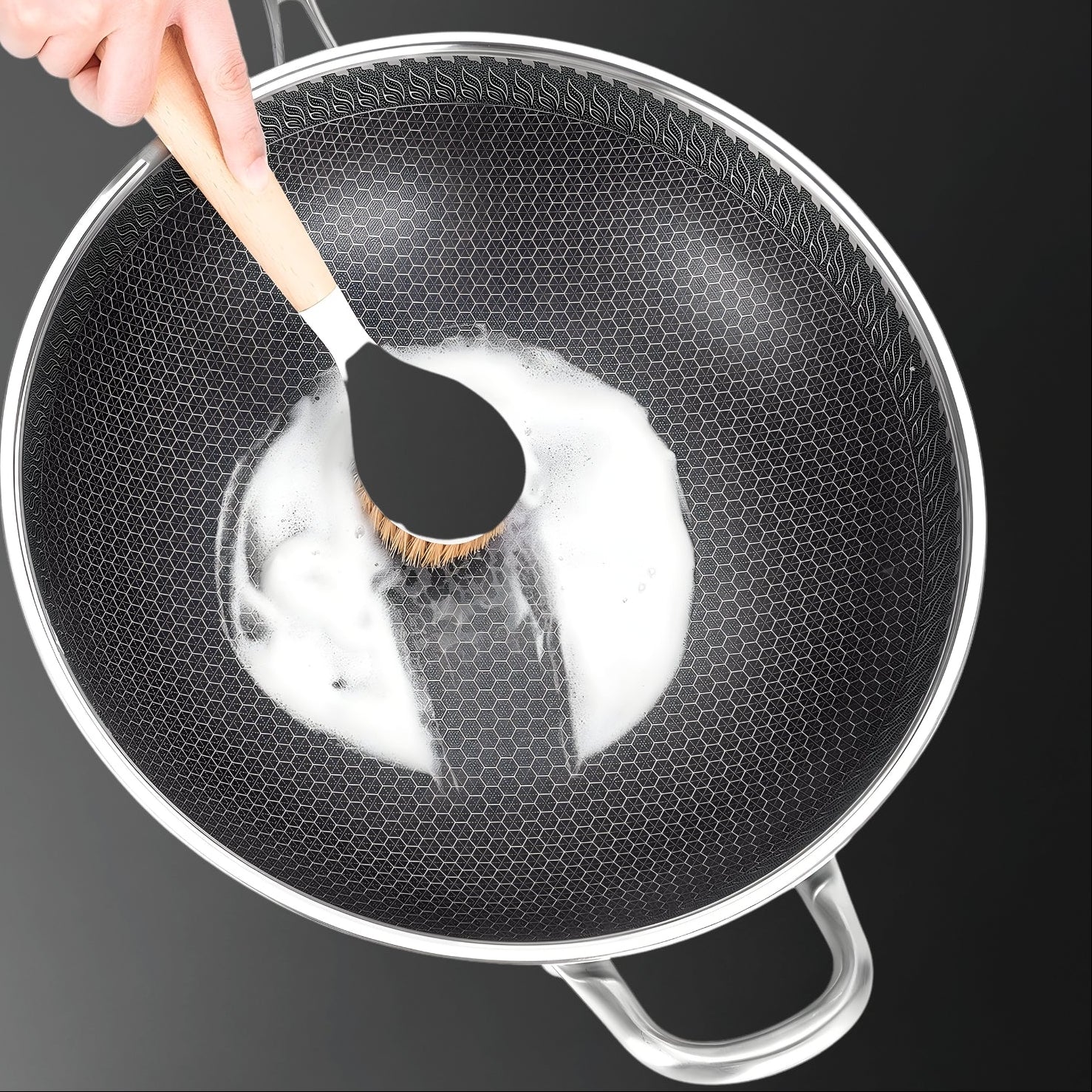 Panora - 13" Nonstick PFOA-Free Hybrid Wok Stainless Steel Pan with Lid