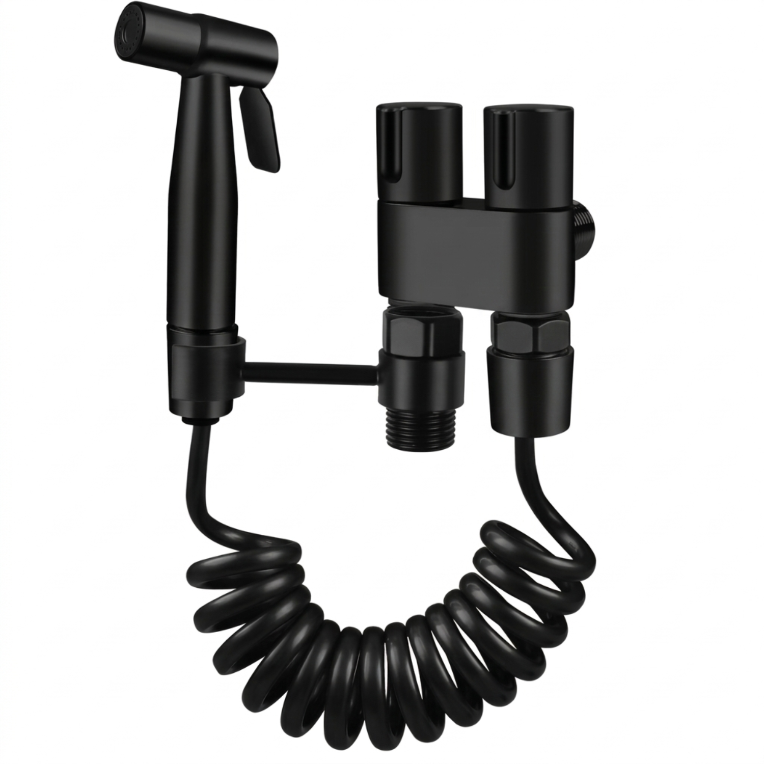 Glomma - Stainless Steel Bidet Spray Gun Set – Handheld Toilet Hygienic Shower with Double Outlet Angle Valve