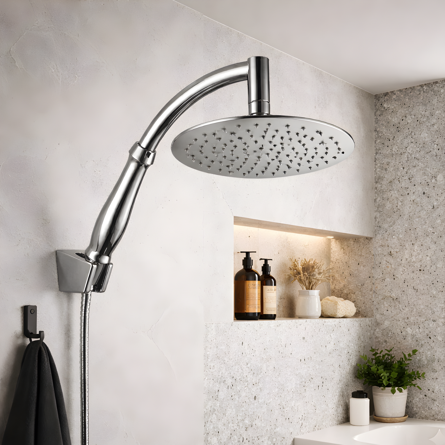 Lulea - Ultra-Thin Stainless Steel Rainfall Shower Head with 360° Swivel & Anti-Clog Nozzles