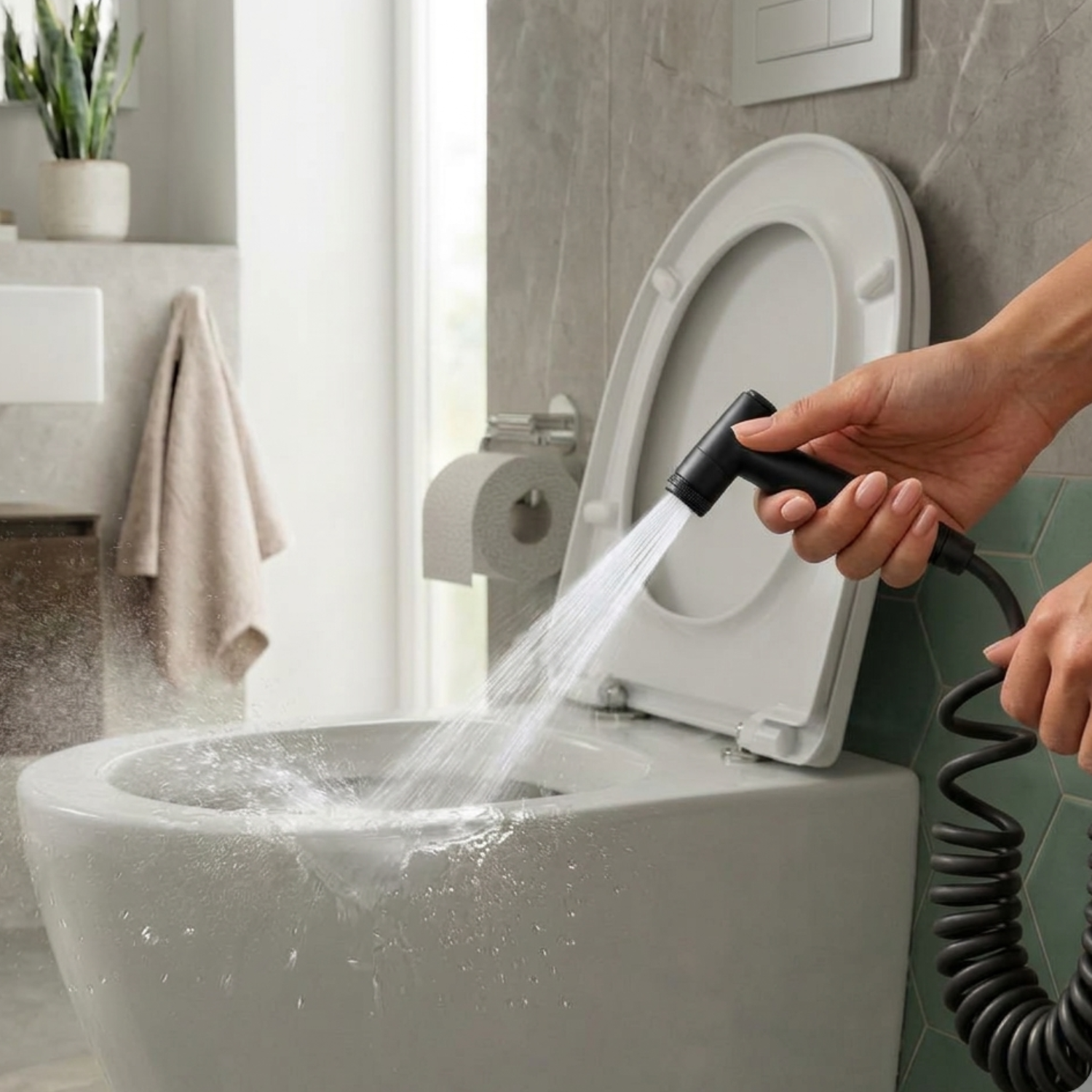 Glomma - Stainless Steel Bidet Spray Gun Set – Handheld Toilet Hygienic Shower with Double Outlet Angle Valve