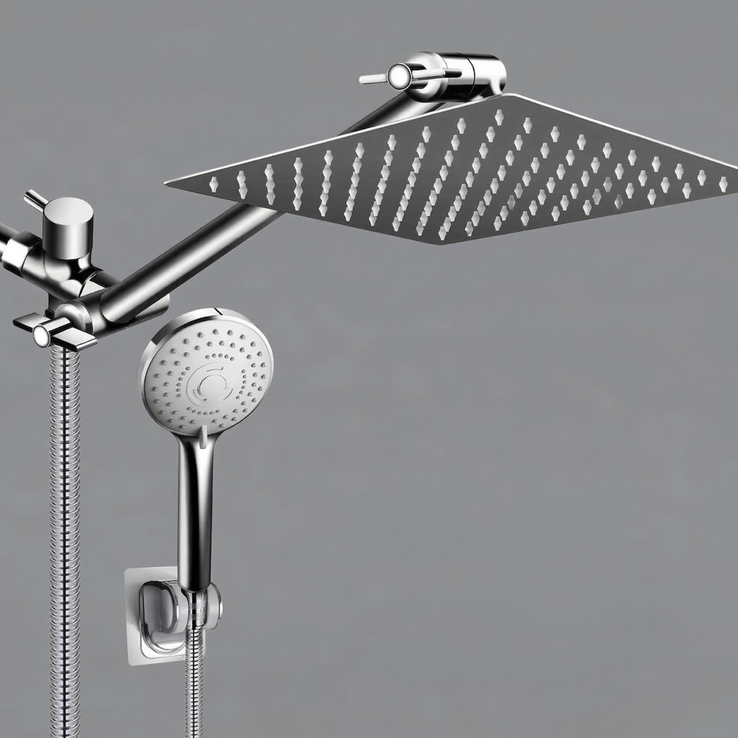 Halling - 8-12 Inch Square Rain Shower Head Combo High Pressure with Handheld Shower Spray & Extension Arm