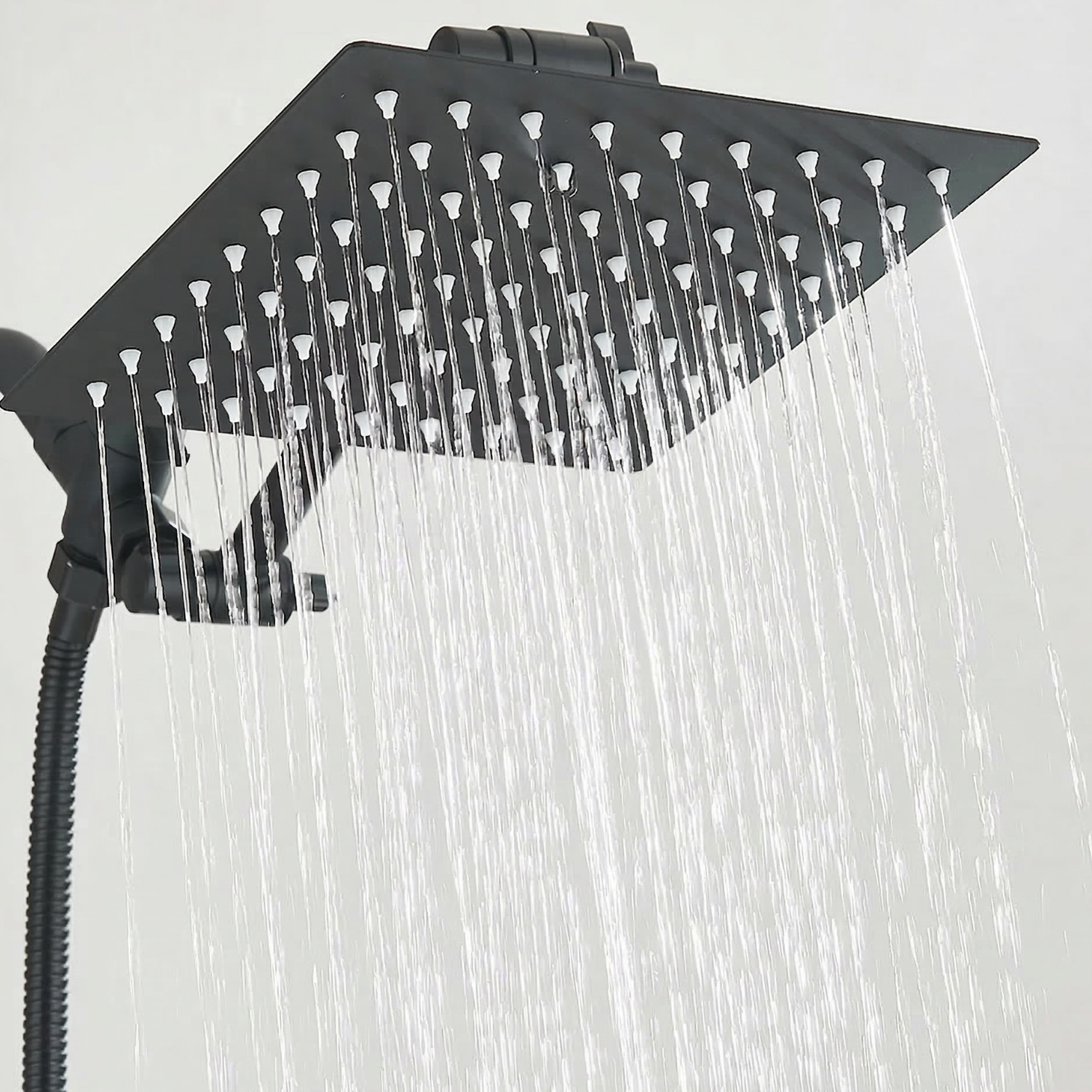 Halling - 8-12 Inch Square Rain Shower Head Combo High Pressure with Handheld Shower Spray & Extension Arm