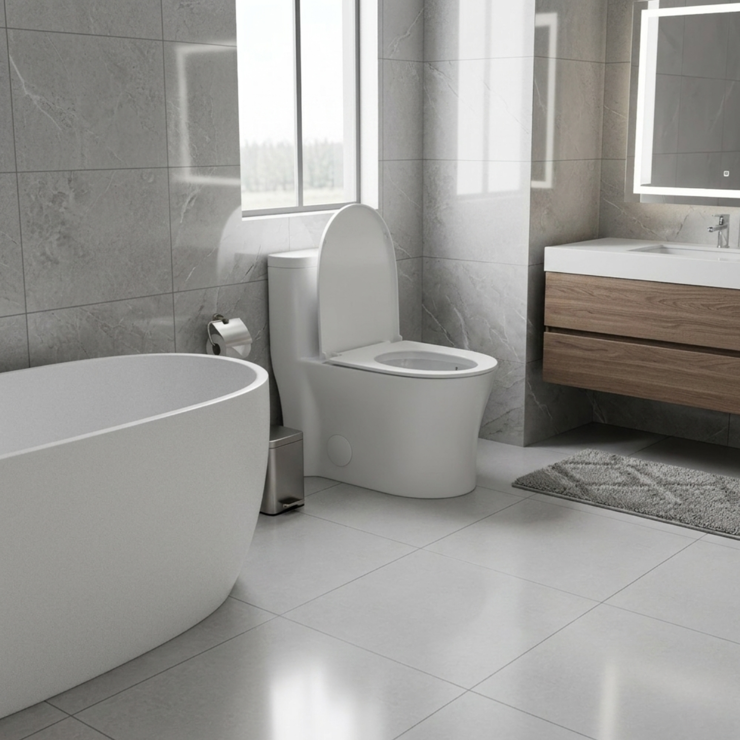 Lyngen - Soft Closing Seat Concealed Tank Elongated Bowl Floor Mounted Installation Ceramic One-Piece Dual Flush Toilet