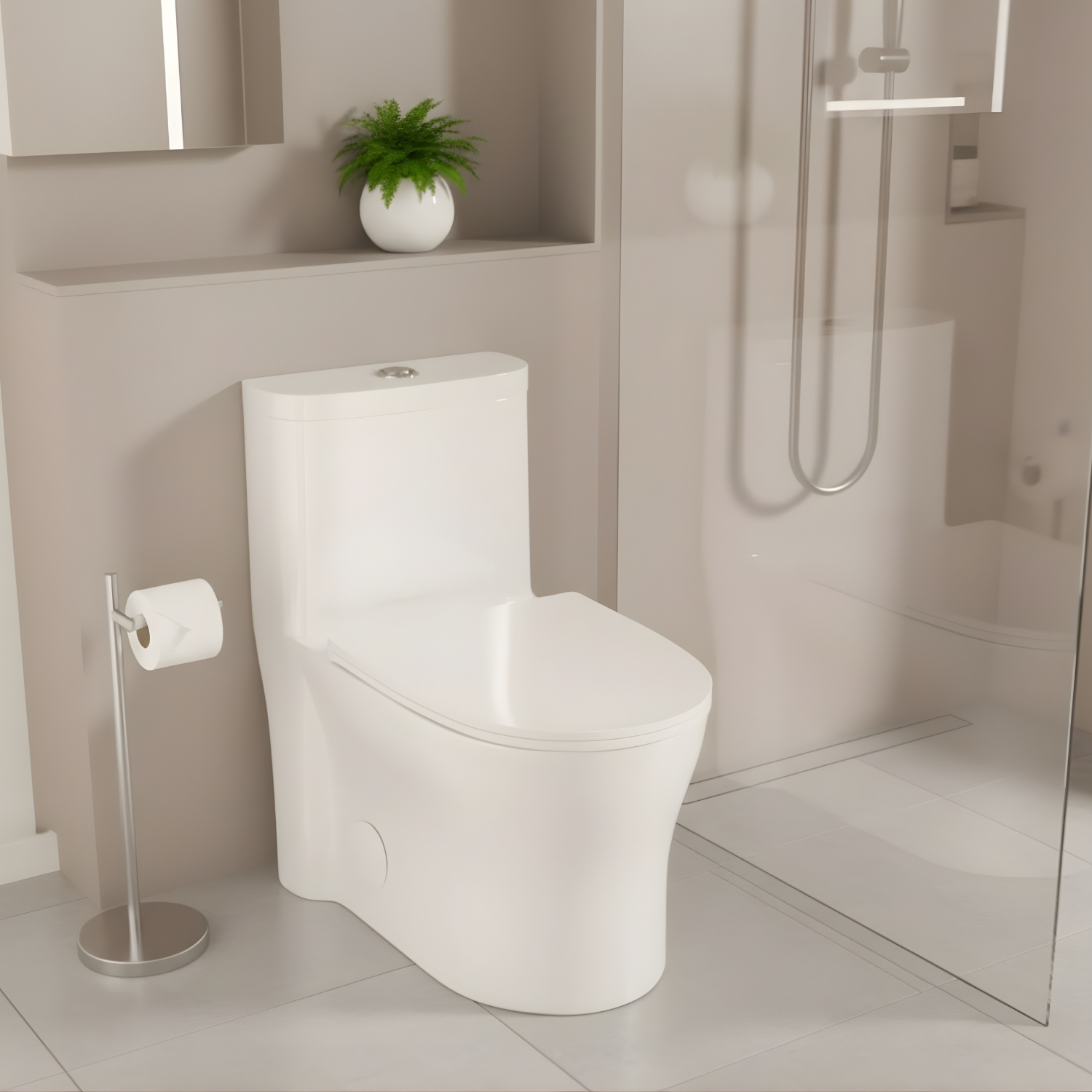 Lyngen - Soft Closing Seat Concealed Tank Elongated Bowl Floor Mounted Installation Ceramic One-Piece Dual Flush Toilet