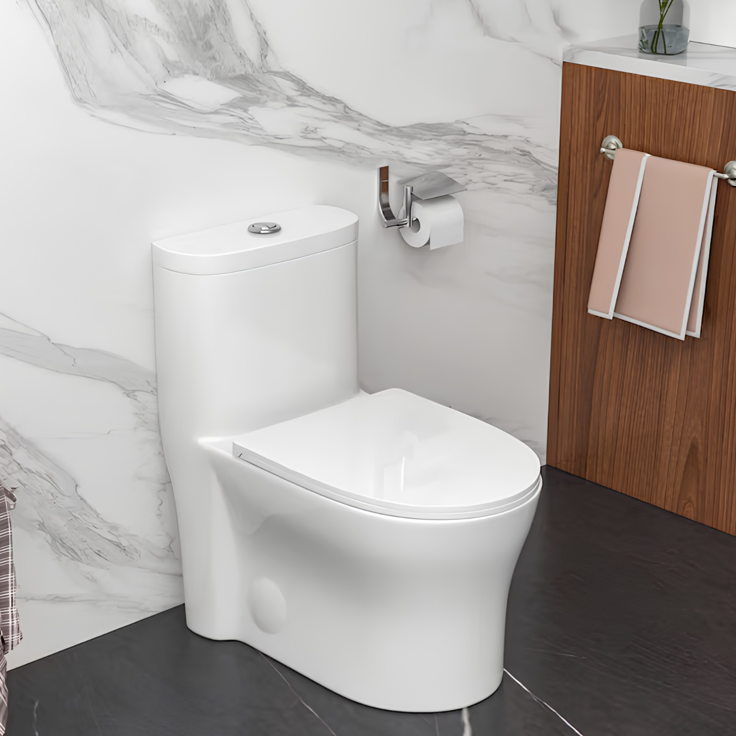 Lyngen - Soft Closing Seat Concealed Tank Elongated Bowl Floor Mounted Installation Ceramic One-Piece Dual Flush Toilet