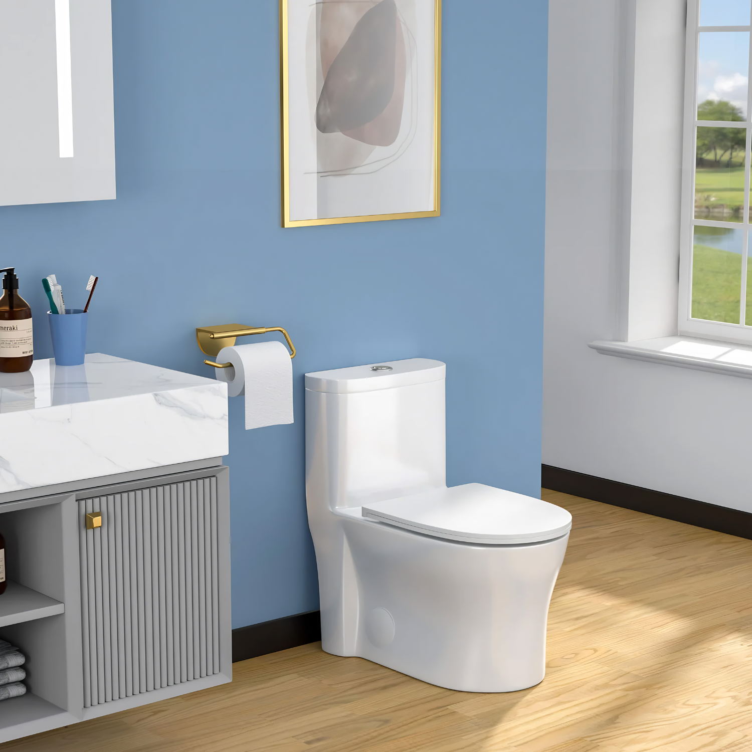 Lyngen - Soft Closing Seat Concealed Tank Elongated Bowl Floor Mounted Installation Ceramic One-Piece Dual Flush Toilet