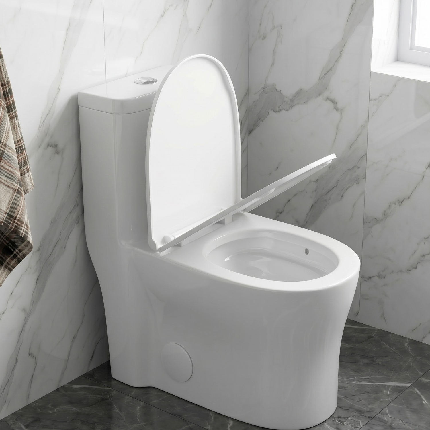 Lyngen - Soft Closing Seat Concealed Tank Elongated Bowl Floor Mounted Installation Ceramic One-Piece Dual Flush Toilet