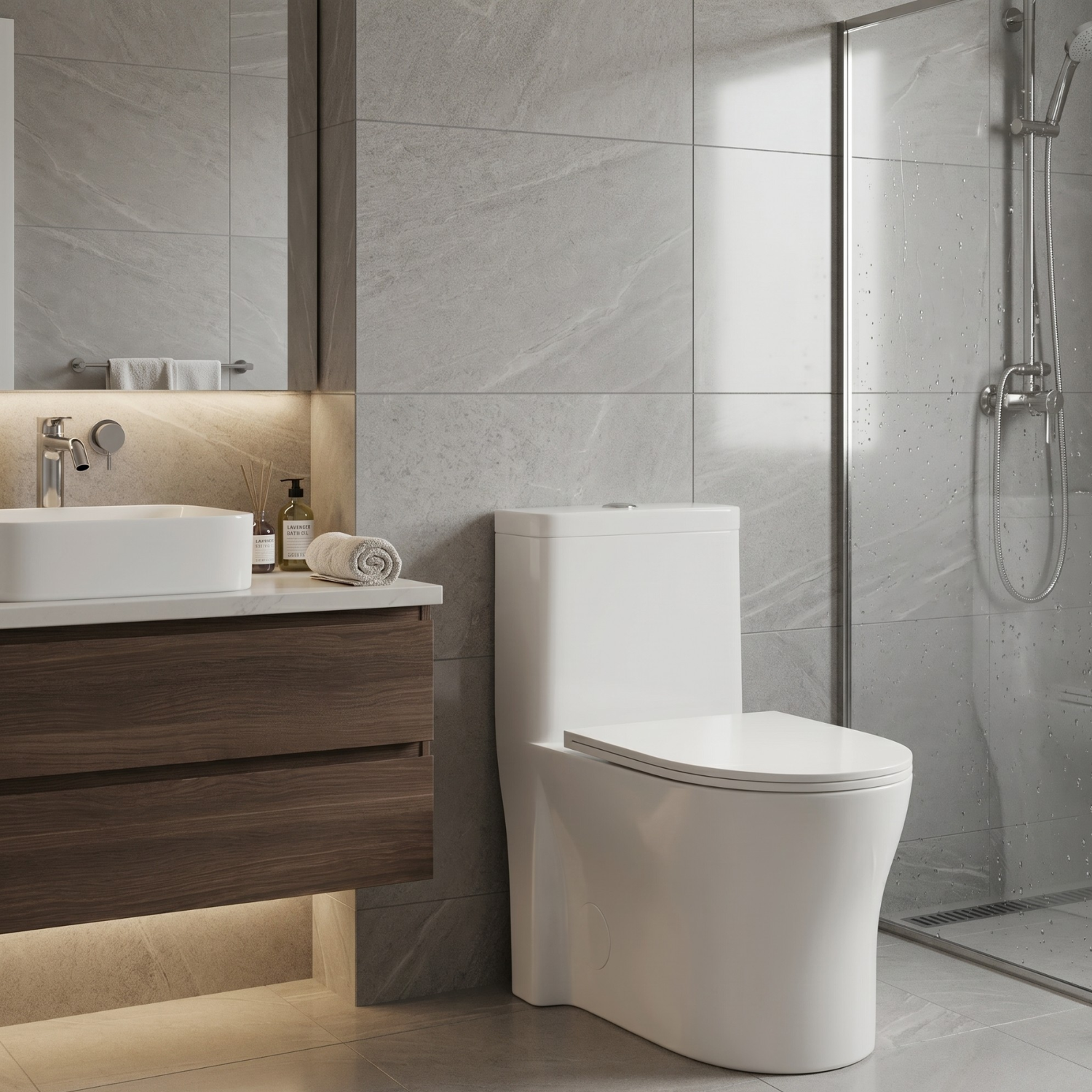 Lyngen - Soft Closing Seat Concealed Tank Elongated Bowl Floor Mounted Installation Ceramic One-Piece Dual Flush Toilet