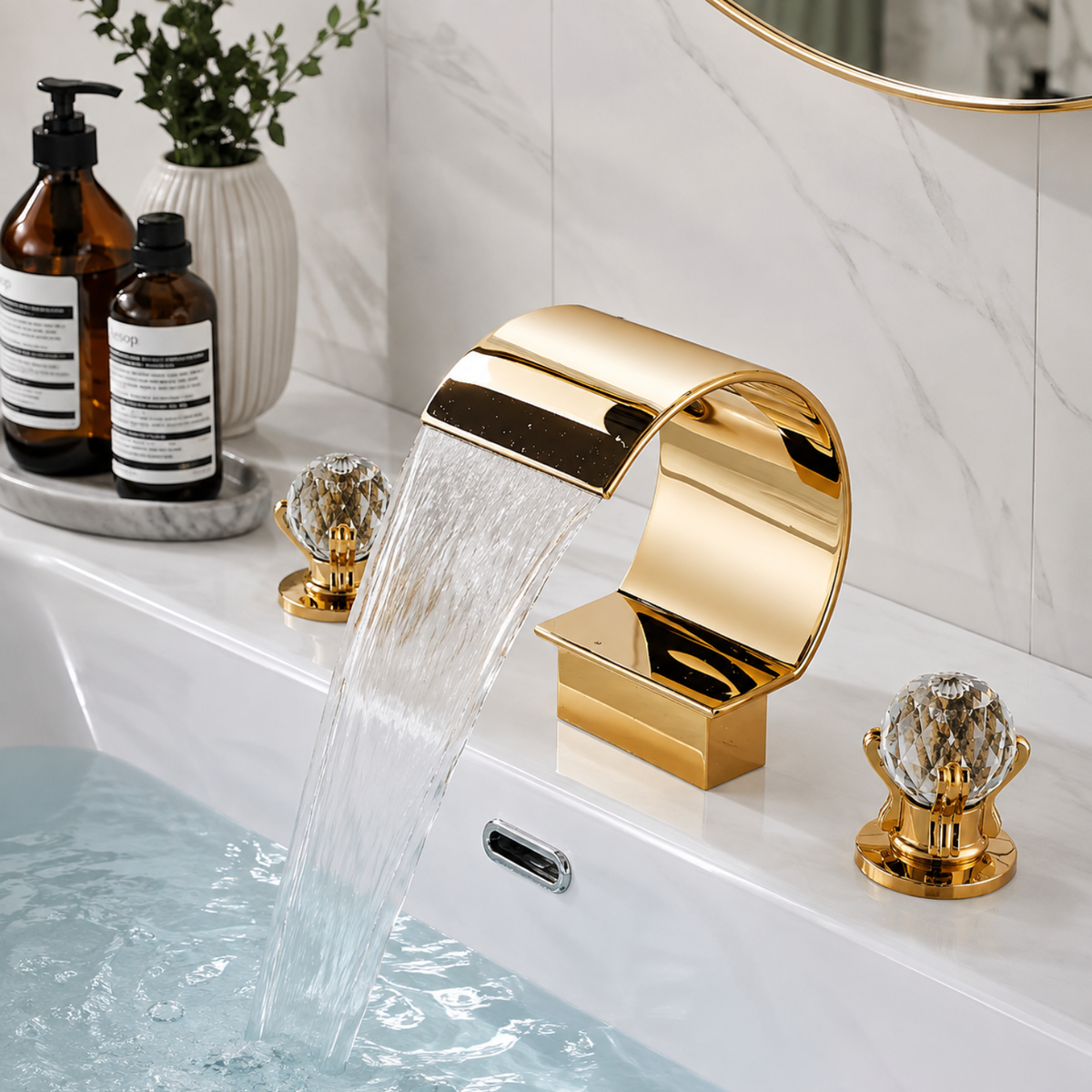 Nidelva - Three-Piece Tub Faucet with Dual Crystal