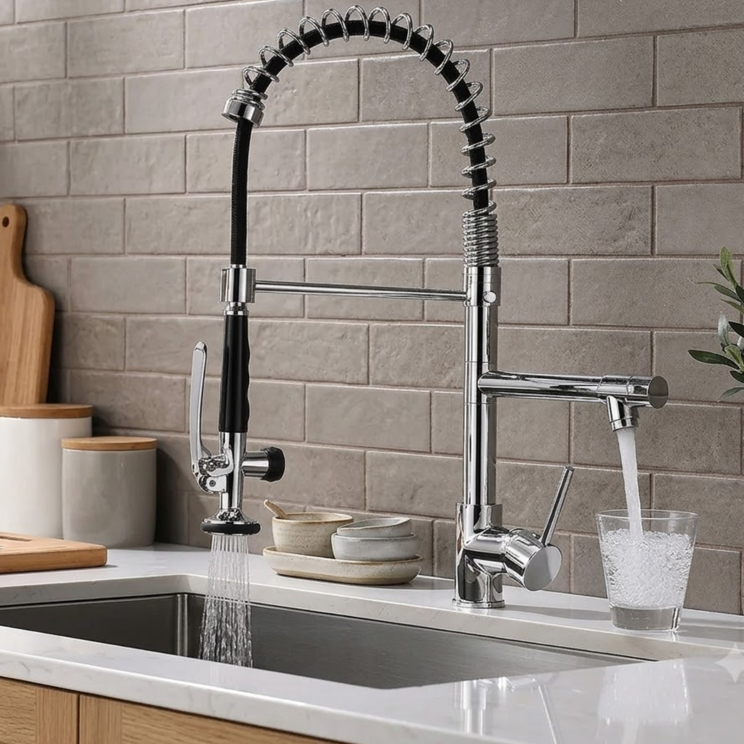 Tyresta - Modern Pull-Out Kitchen Faucet – Single Handle Solid Brass Mixer Tap