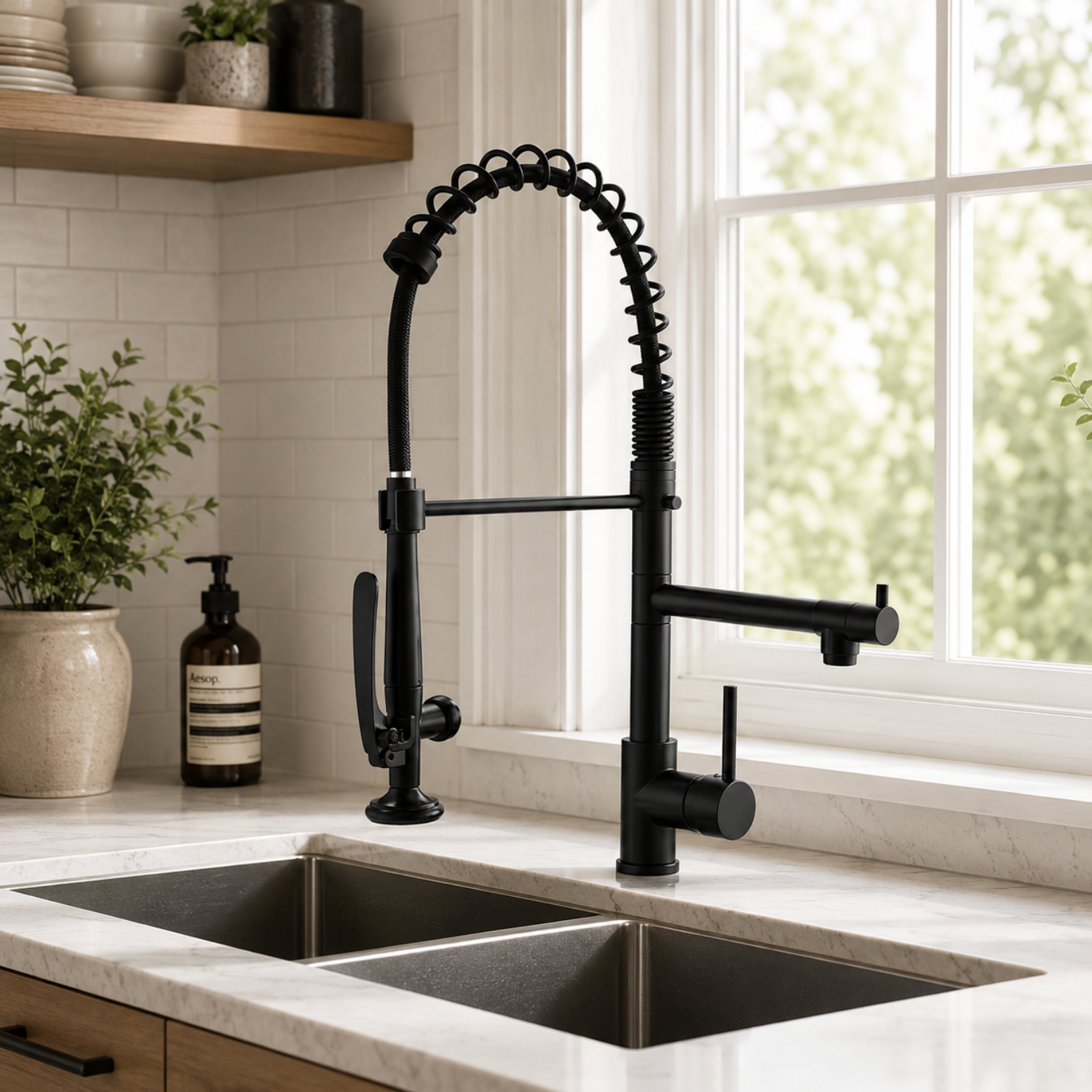 Tyresta - Modern Pull-Out Kitchen Faucet – Single Handle Solid Brass Mixer Tap
