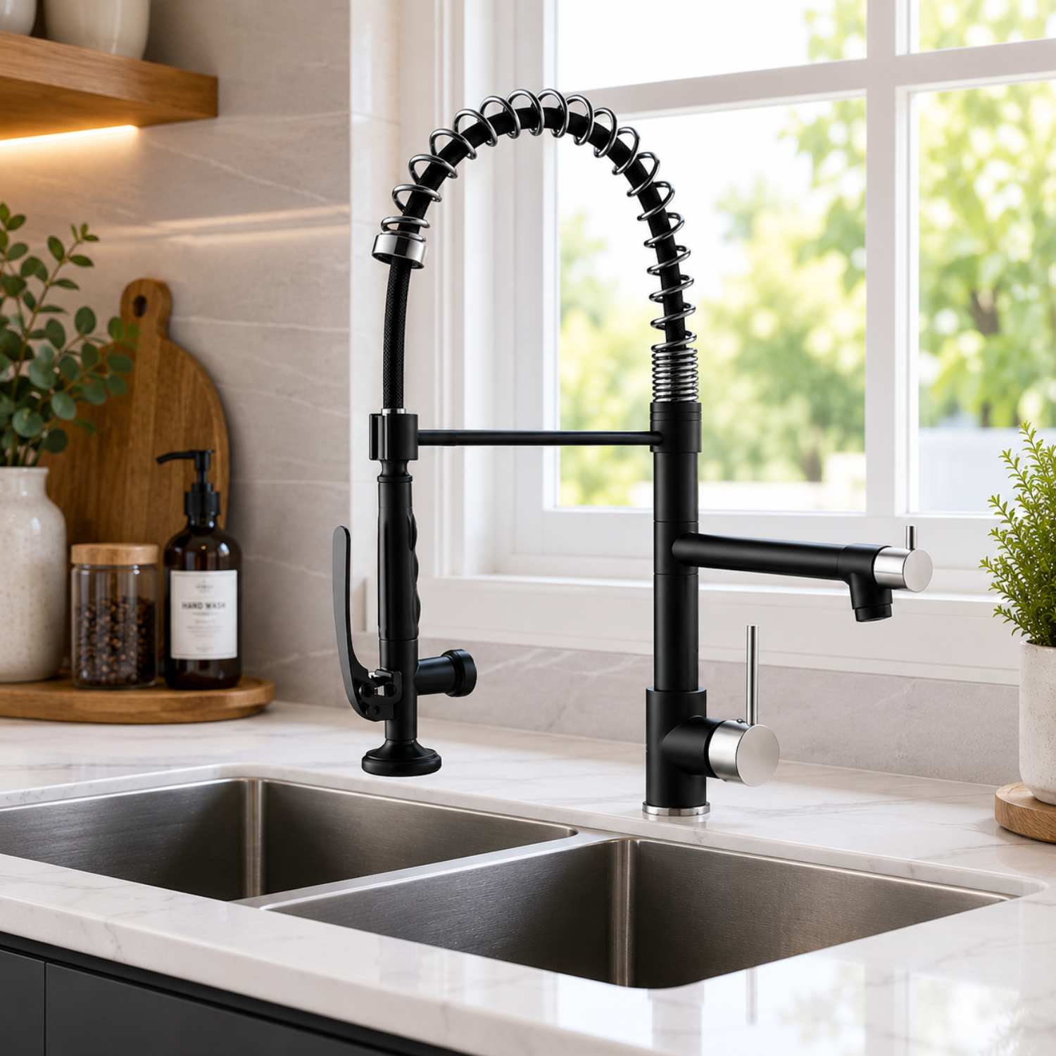 Tyresta - Modern Pull-Out Kitchen Faucet – Single Handle Solid Brass Mixer Tap