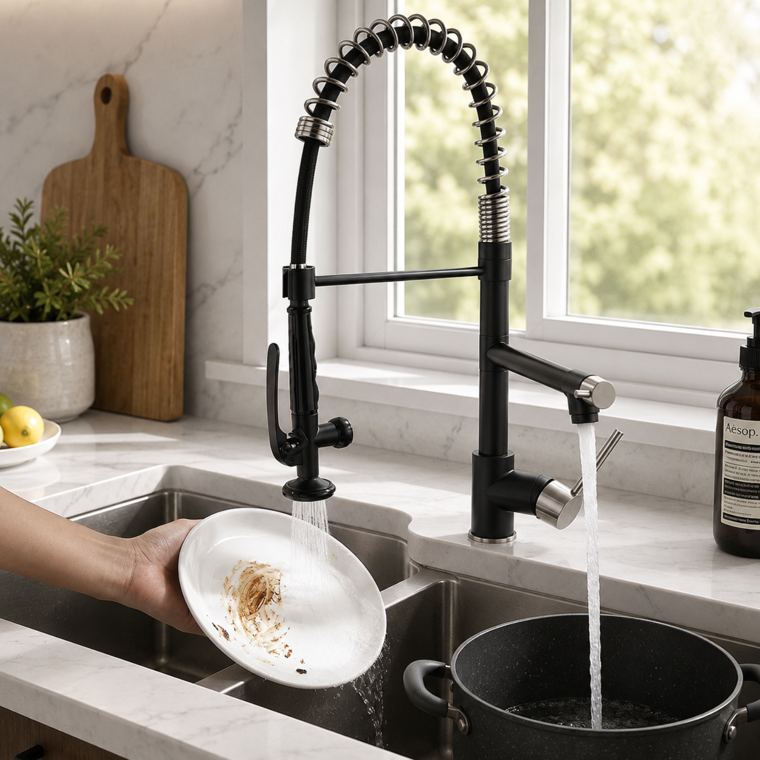 Tyresta - Modern Pull-Out Kitchen Faucet – Single Handle Solid Brass Mixer Tap