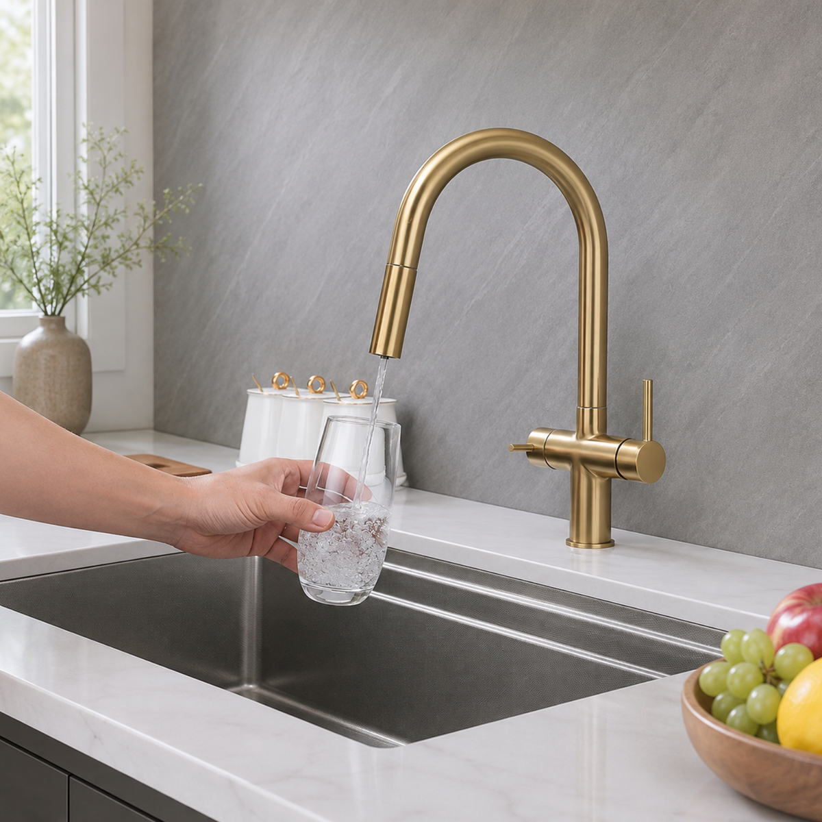 Rondane - WaterMark Certified 3-Way Kitchen Faucet with Filter Tap & Pull-Out Sprayer for Kitchen Sink