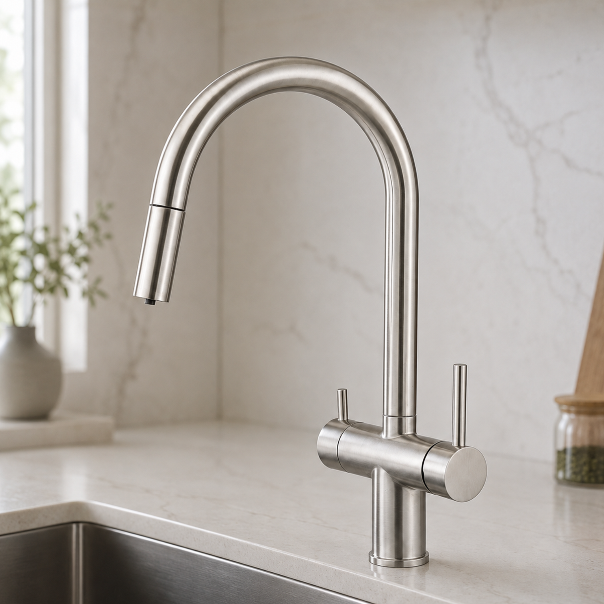 Rondane - WaterMark Certified 3-Way Kitchen Faucet with Filter Tap & Pull-Out Sprayer for Kitchen Sink