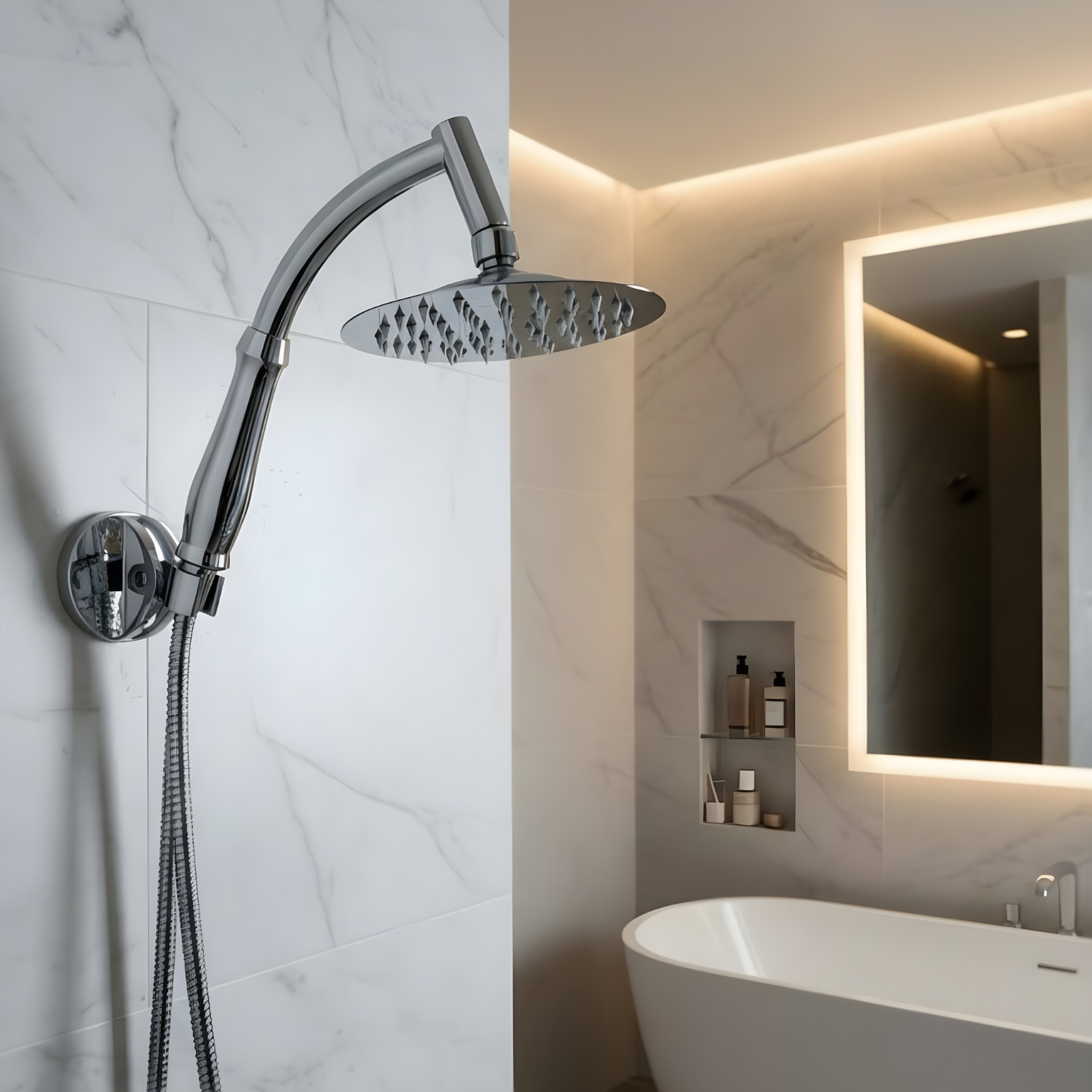 Lulea - Ultra-Thin Stainless Steel Rainfall Shower Head with 360° Swivel & Anti-Clog Nozzles
