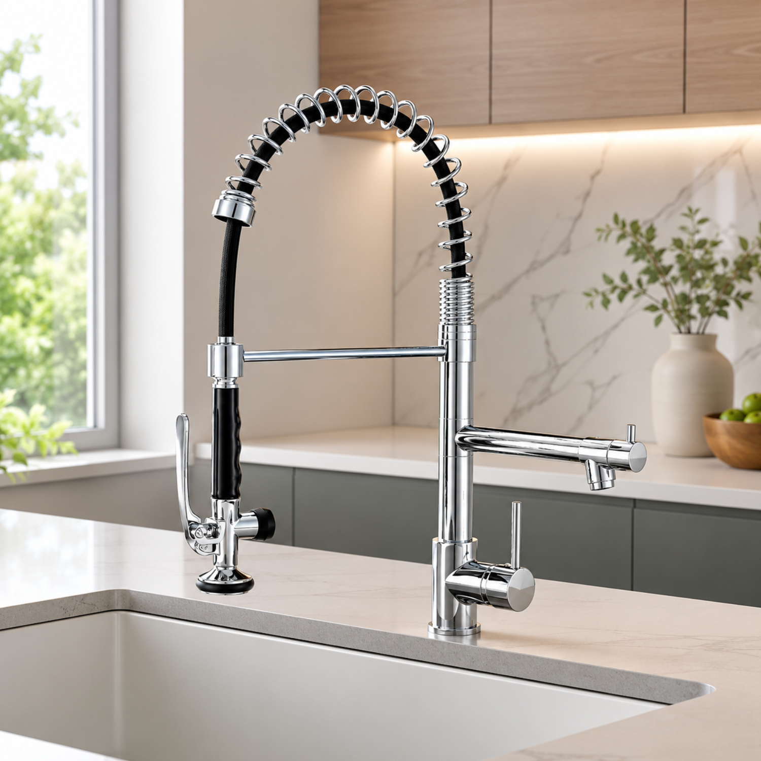 Tyresta - Modern Pull-Out Kitchen Faucet – Single Handle Solid Brass Mixer Tap