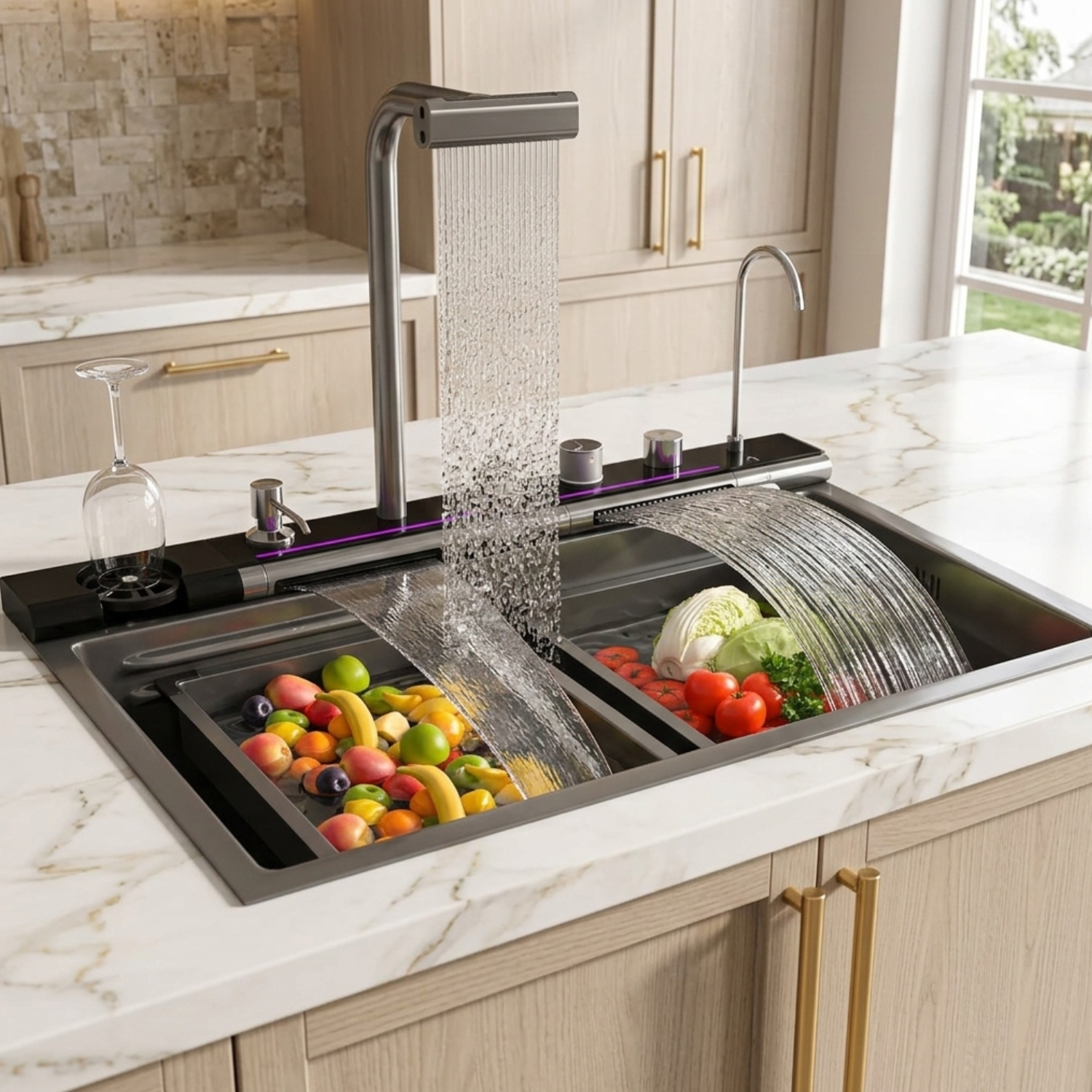 Radviken - Smart Triple Waterfall Kitchen Sink with Digital Display