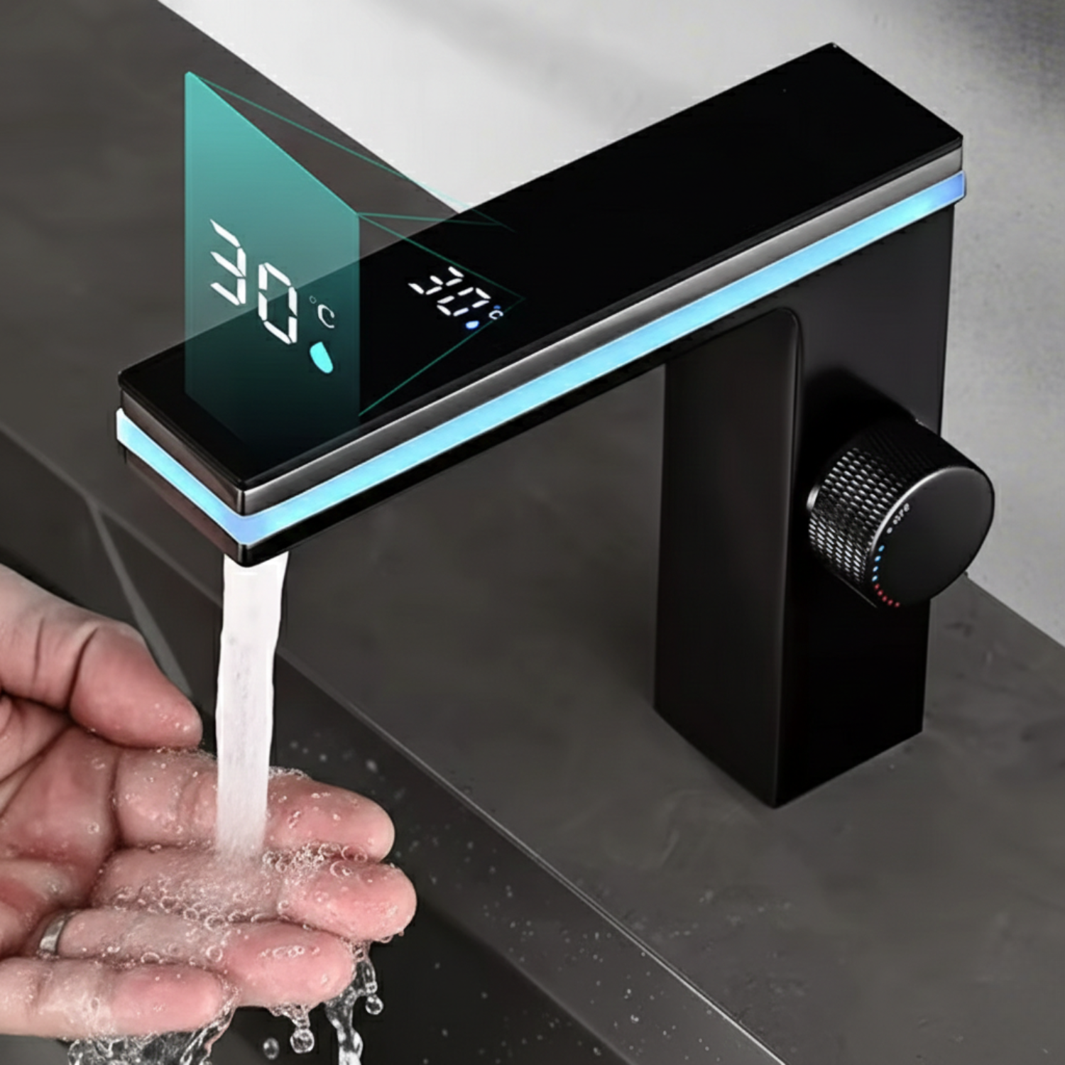 Kebnekaise - Digital Display Celsius Bathroom Basin Faucet with Intelligent LED