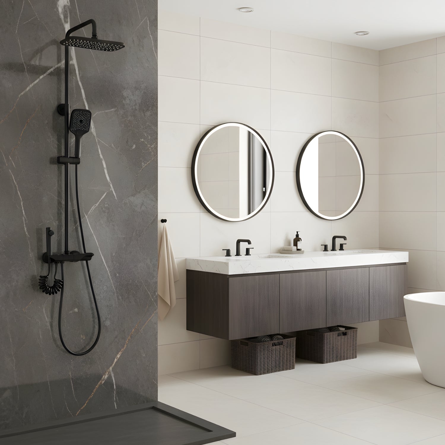 Wismar - Smart Piano Bathroom Set - Rainfall Shower, Waterfall Tap & HotCold Mixer Faucet