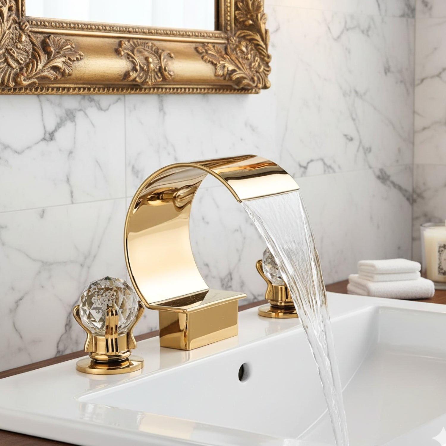 Halle - Three-Hole Waterfall Bathroom Faucet