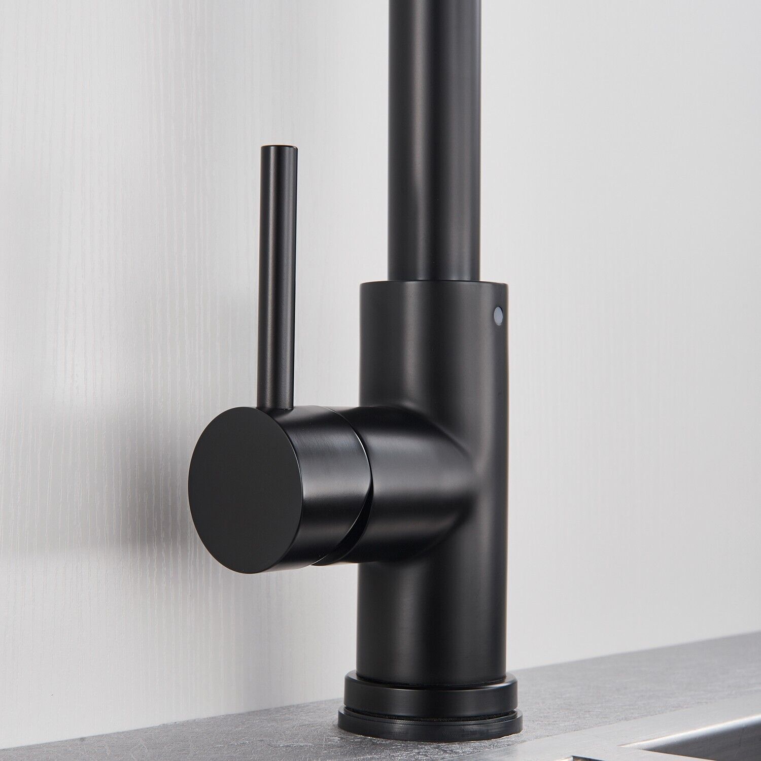 Black single-lever kitchen faucet