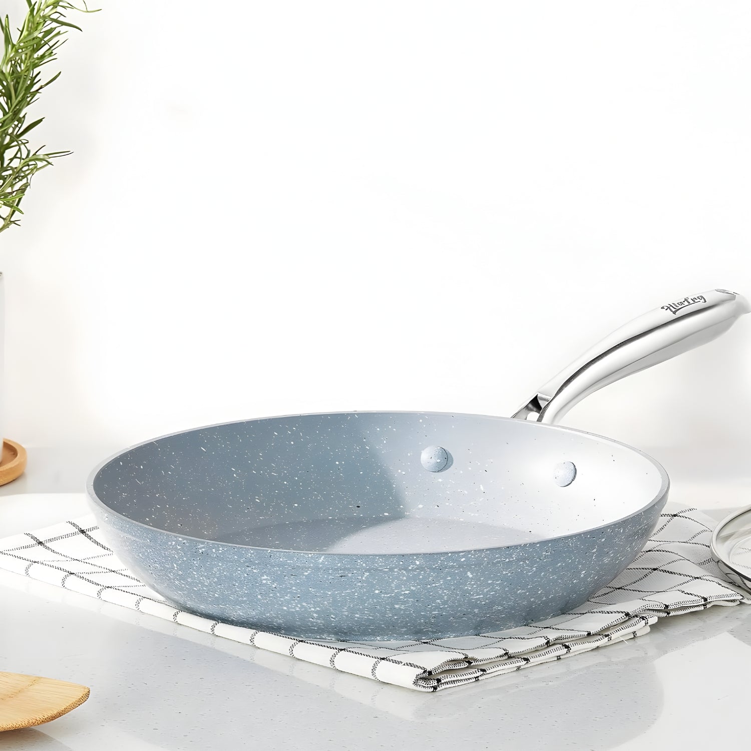 Voke - 8" Marble Stone Nonstick Frying Pan with Lid