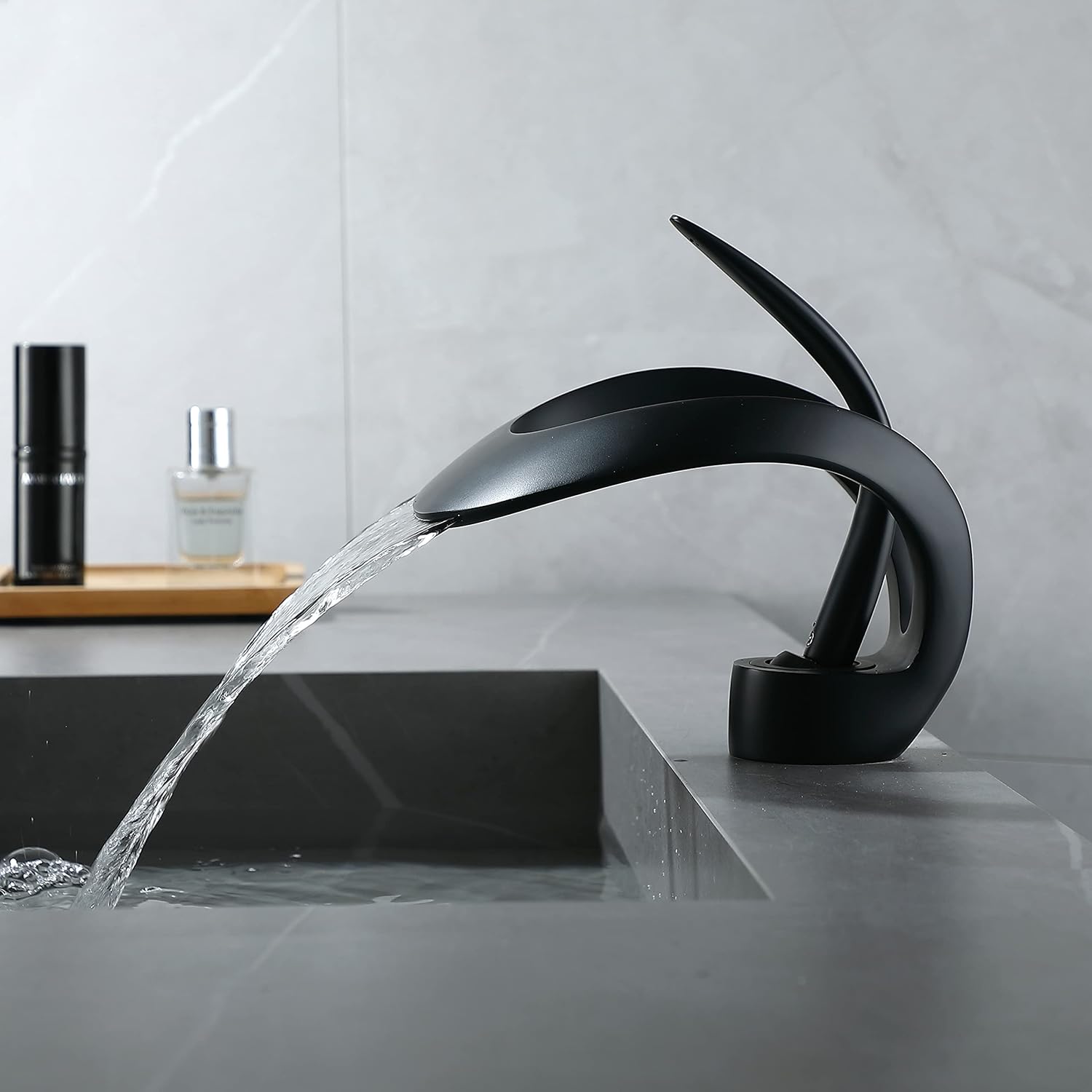 Black luxury bathroom waterfall faucet