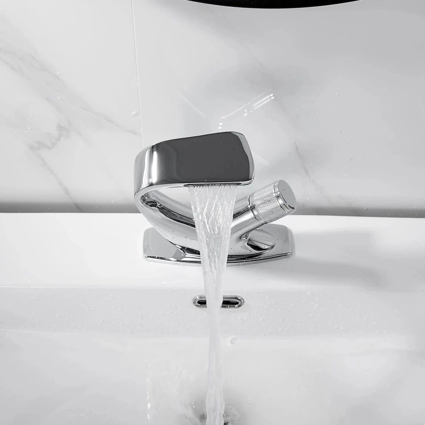 Chrome luxury bathroom faucet top view