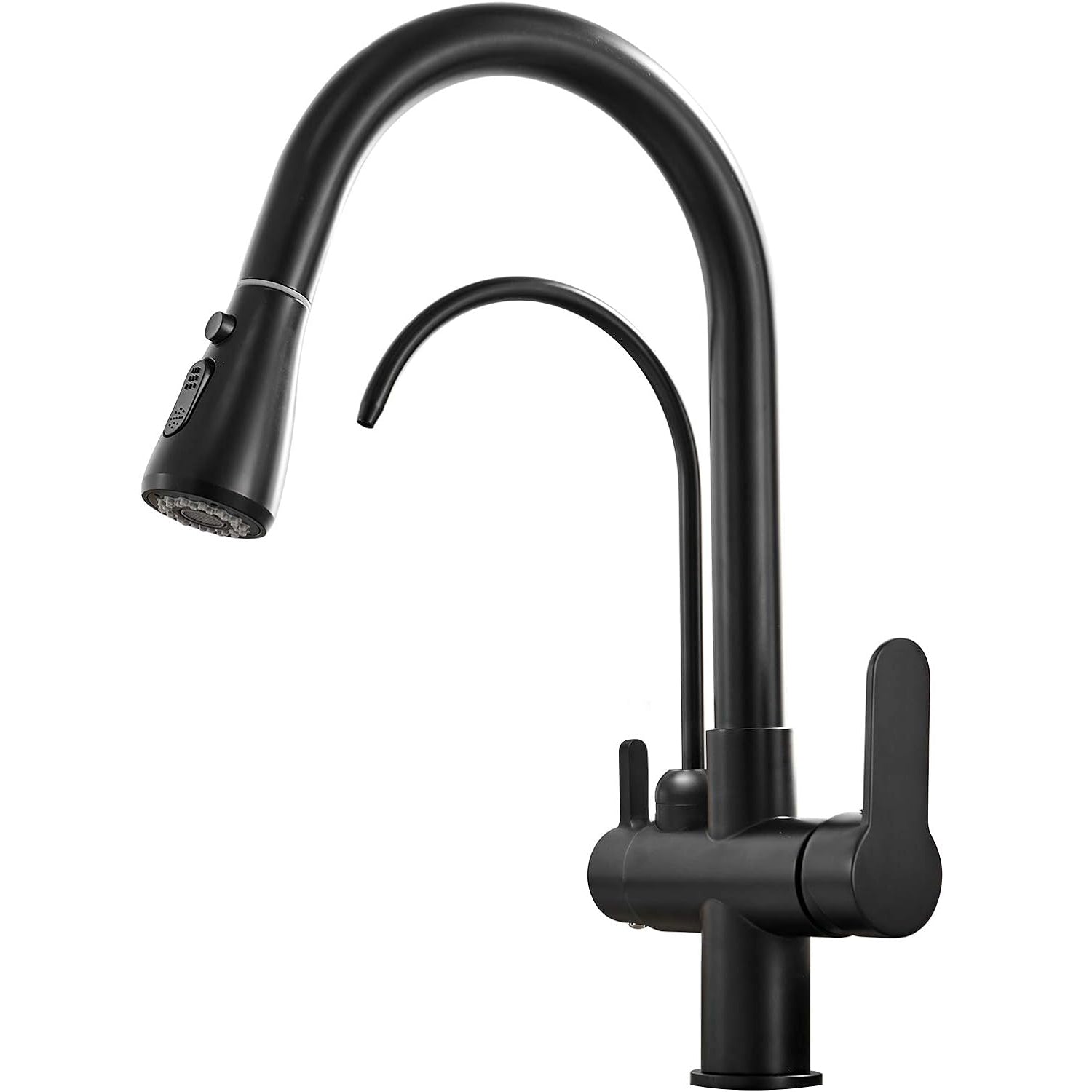 Black 3-ways faucet with separate filter tap