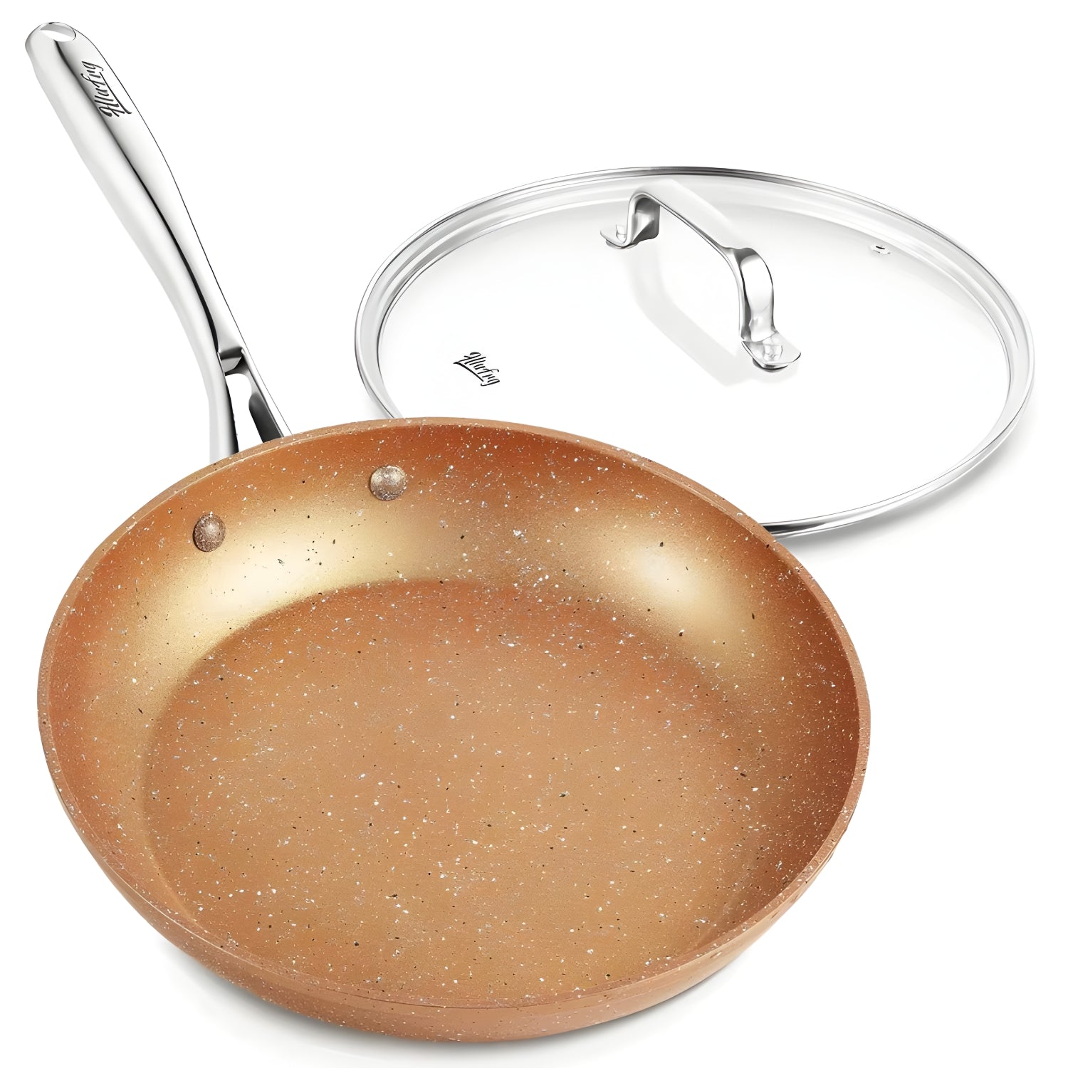 Voke - 8" Marble Stone Nonstick Frying Pan with Lid