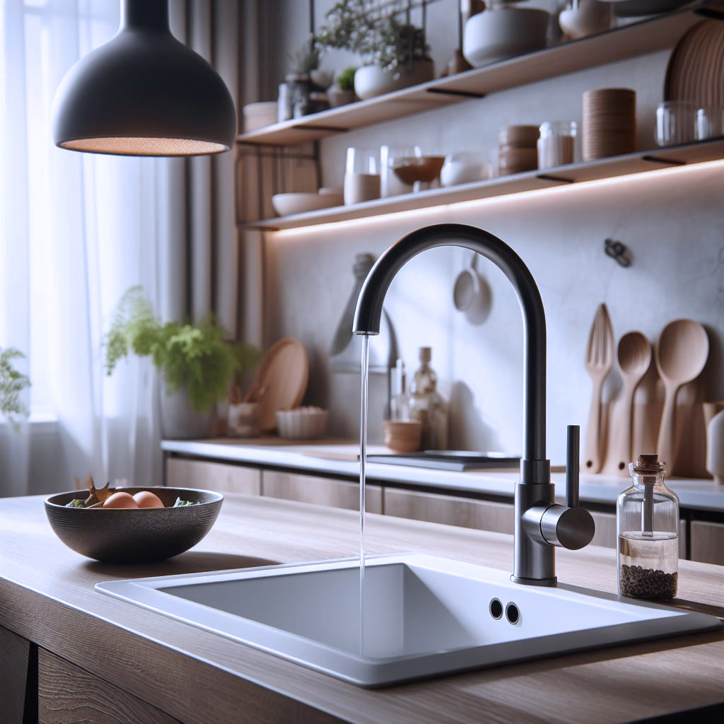 Premium faucet on a cozy kitchen