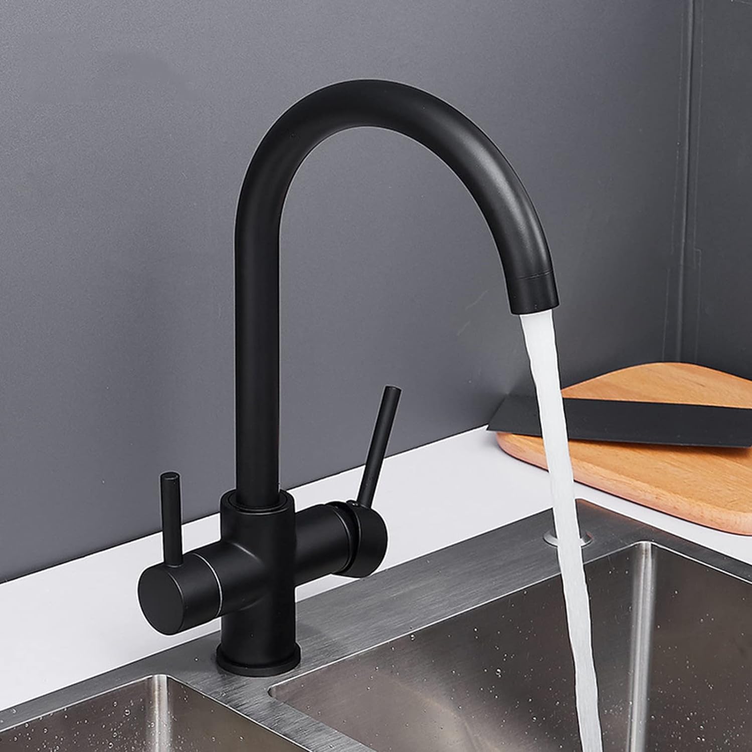 Black color kitchen faucet with ro dispenser