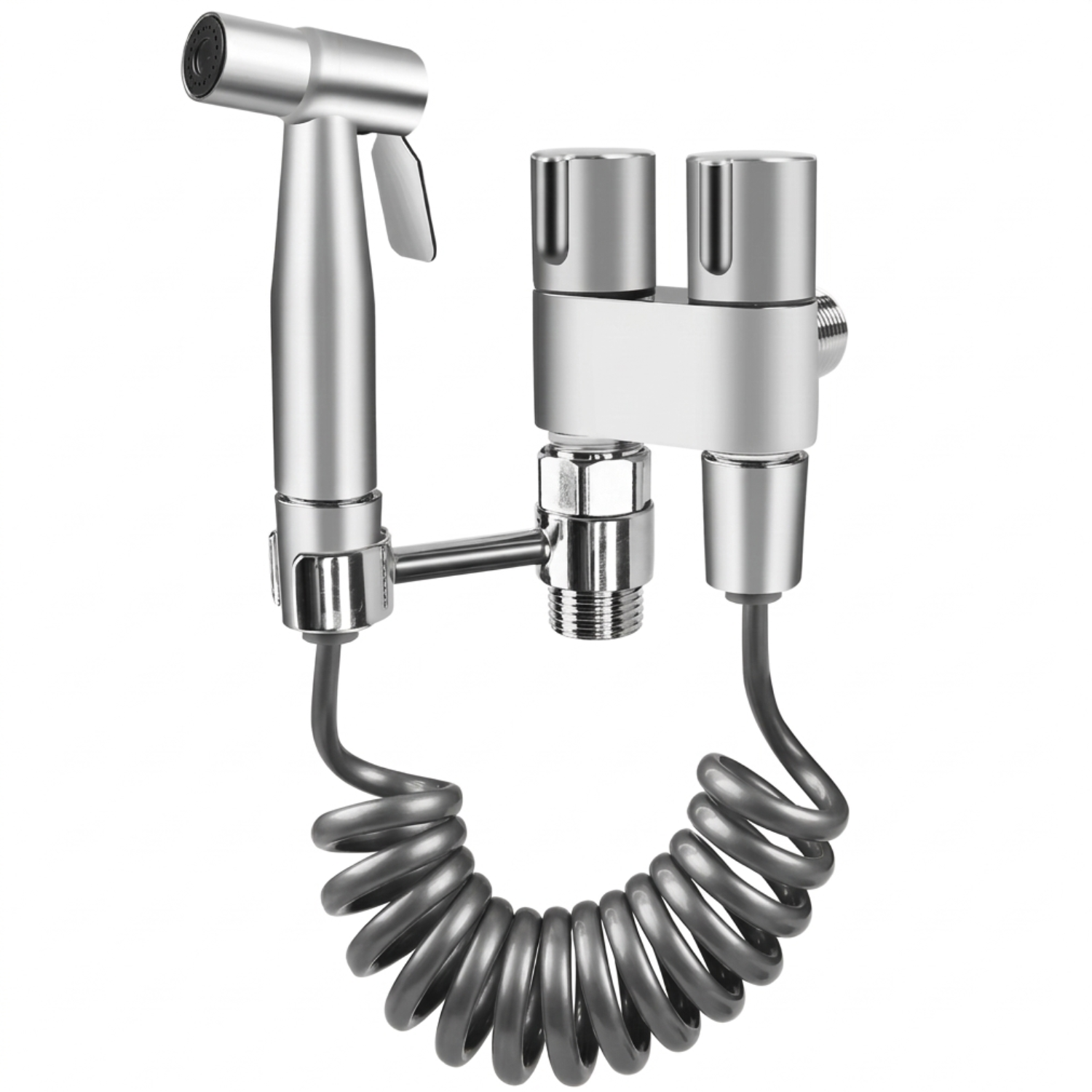 Glomma  - Stainless Steel Bidet Spray Gun Set – Handheld Toilet Hygienic Shower with Double Outlet Angle Valve