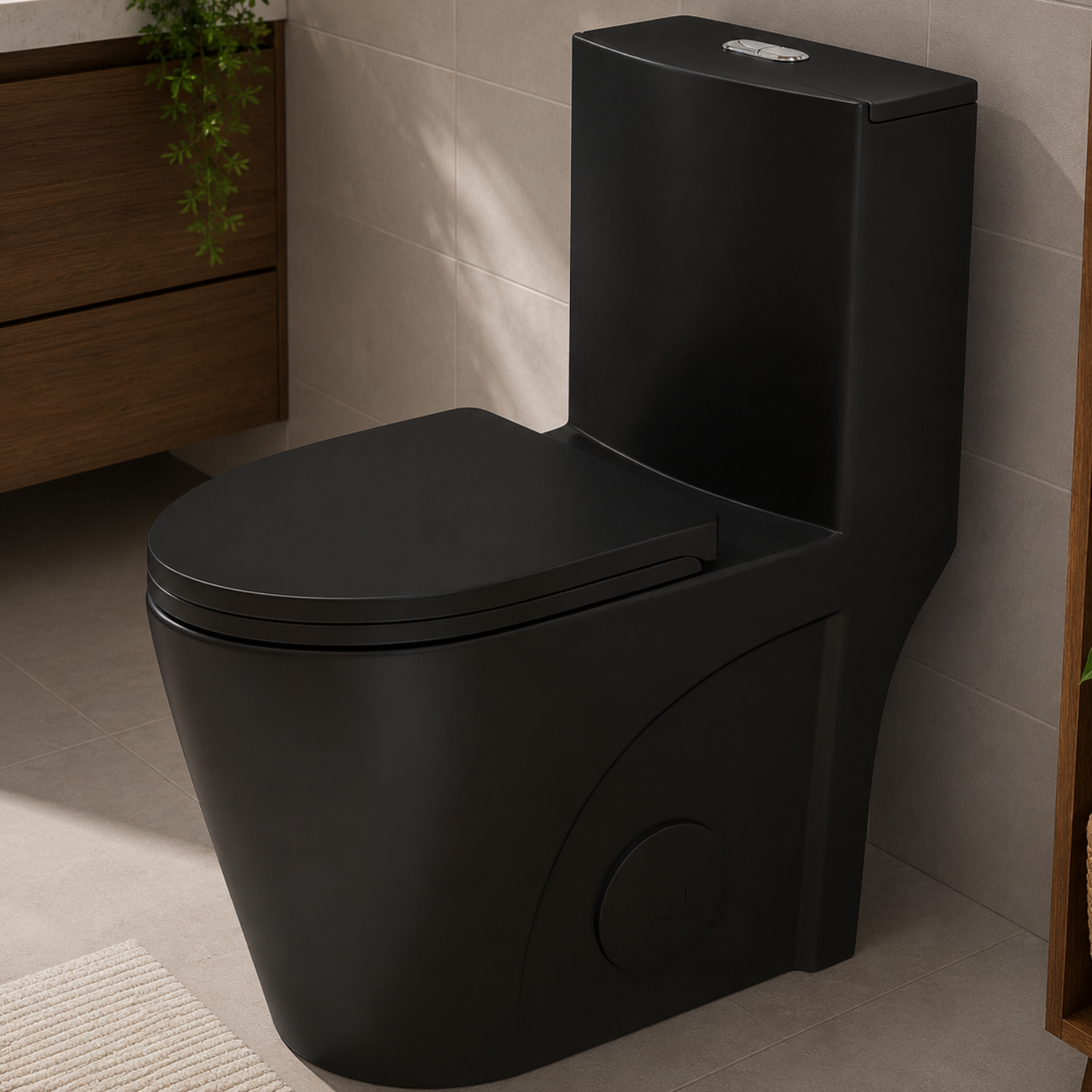Tromso - Black Matte One-Piece with Dual Flush & Soft-Close Seat
