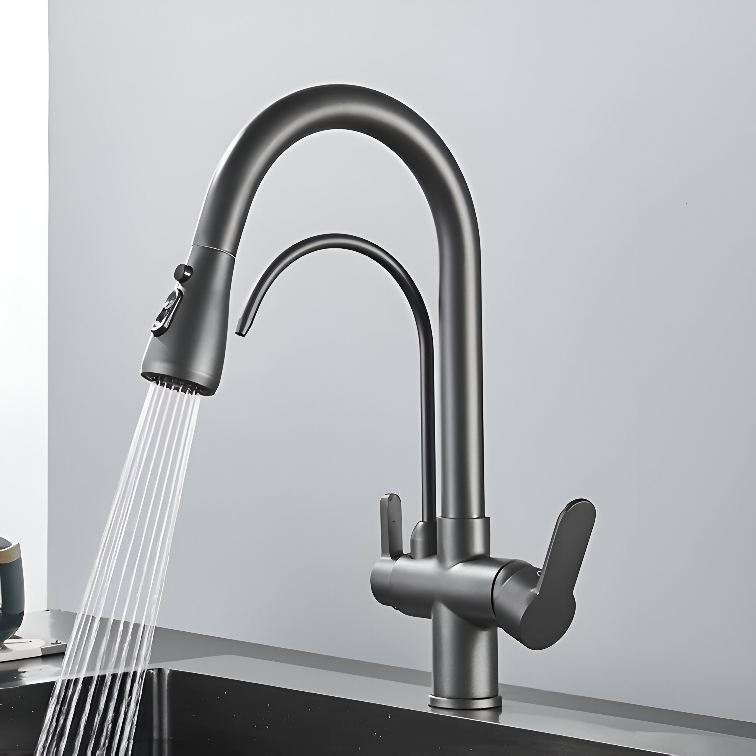 Karlstad - Three-Way Kitchen Faucet with Filter Tap & Pull-Out Spout for Kitchen Sink