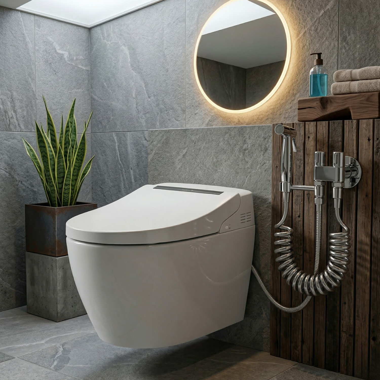 Glomma  - Stainless Steel Bidet Spray Gun Set – Handheld Toilet Hygienic Shower with Double Outlet Angle Valve