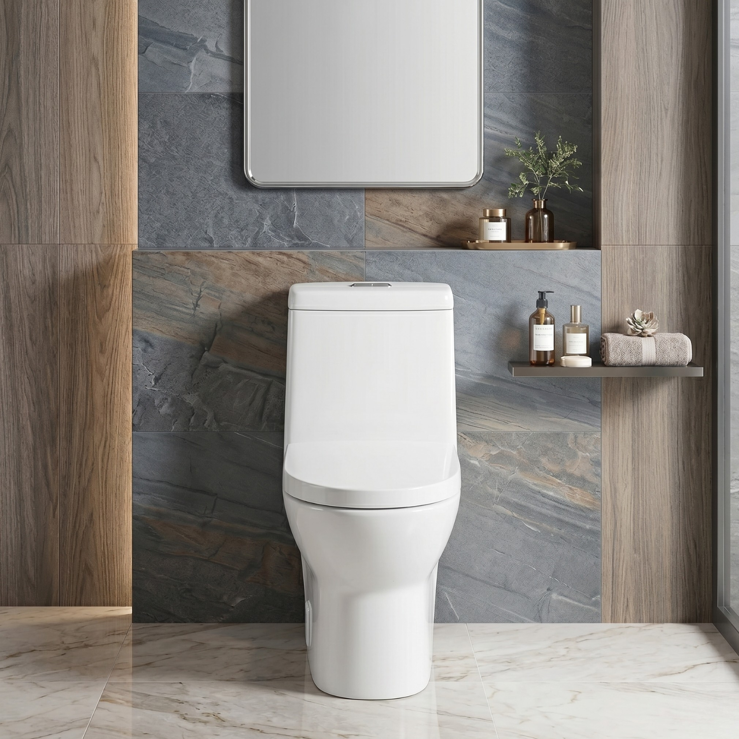 Alta - One-Piece Dual Washdown S-Trap Siphon Flushing  Floor Mounted Elongated