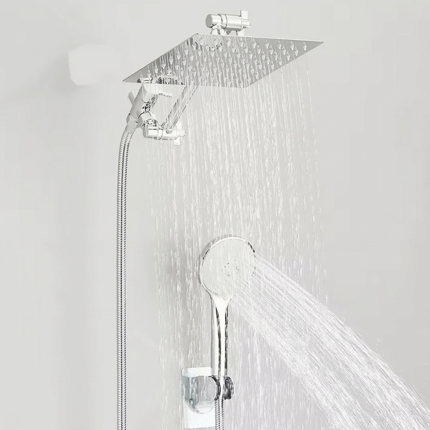 Halling - 8-12 Inch Square Rain Shower Head Combo High Pressure with Handheld Shower Spray & Extension Arm