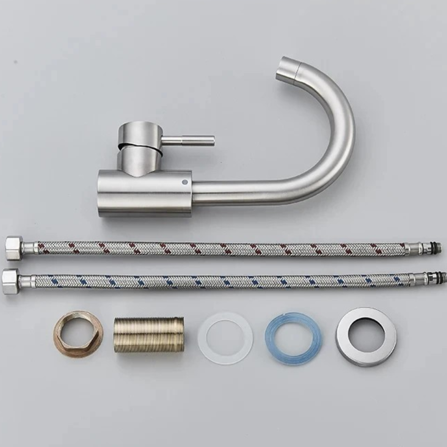 Copenhagen Gooseneck - Stainless Steel Bathroom Basin Faucet – Hot & Cold Mixer, 360° Rotating Single Handle Sink Tap