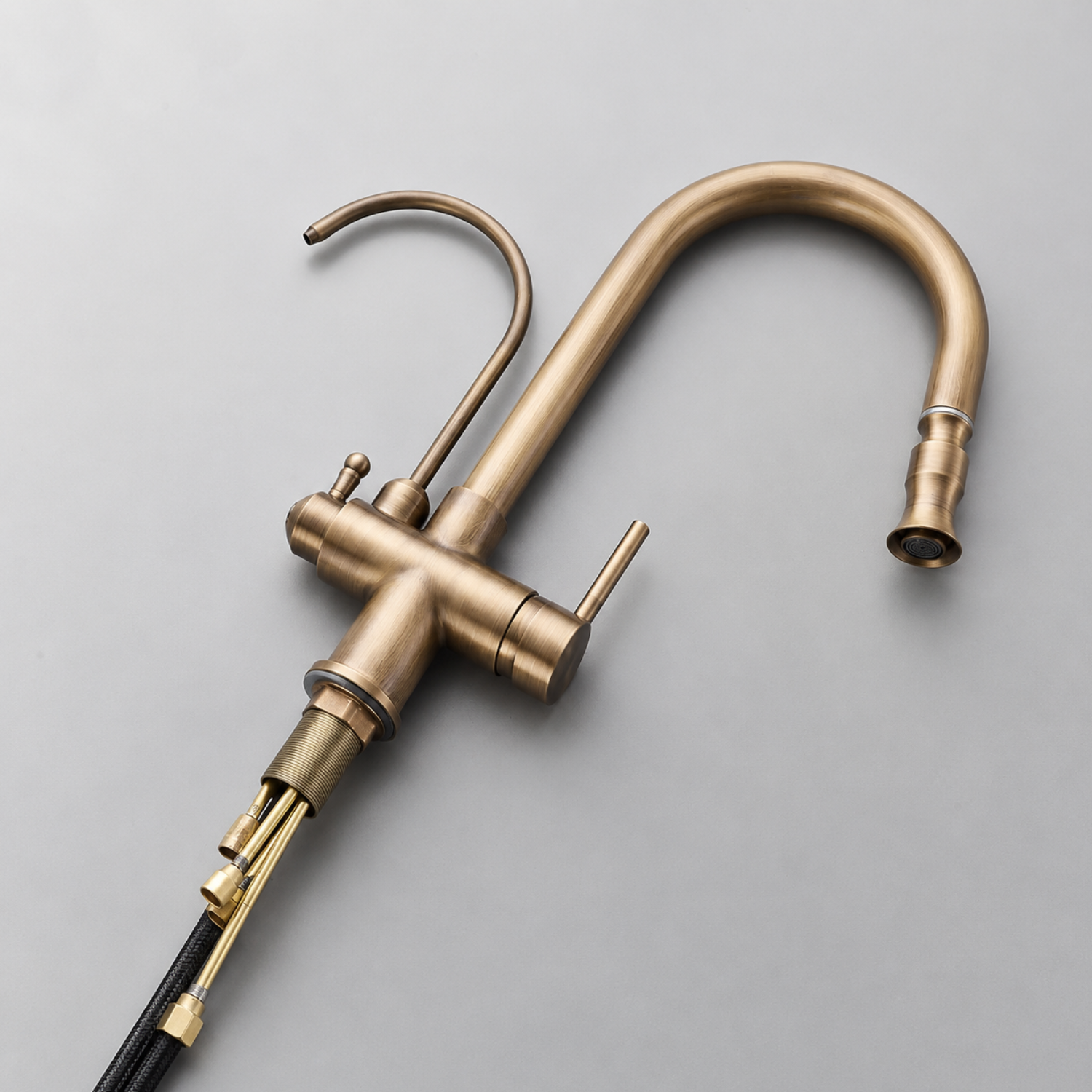 Karlstad Antique - 3-Way Kitchen Faucet with Filter Tap & Pull-Out Sprayer for Kitchen Sink
