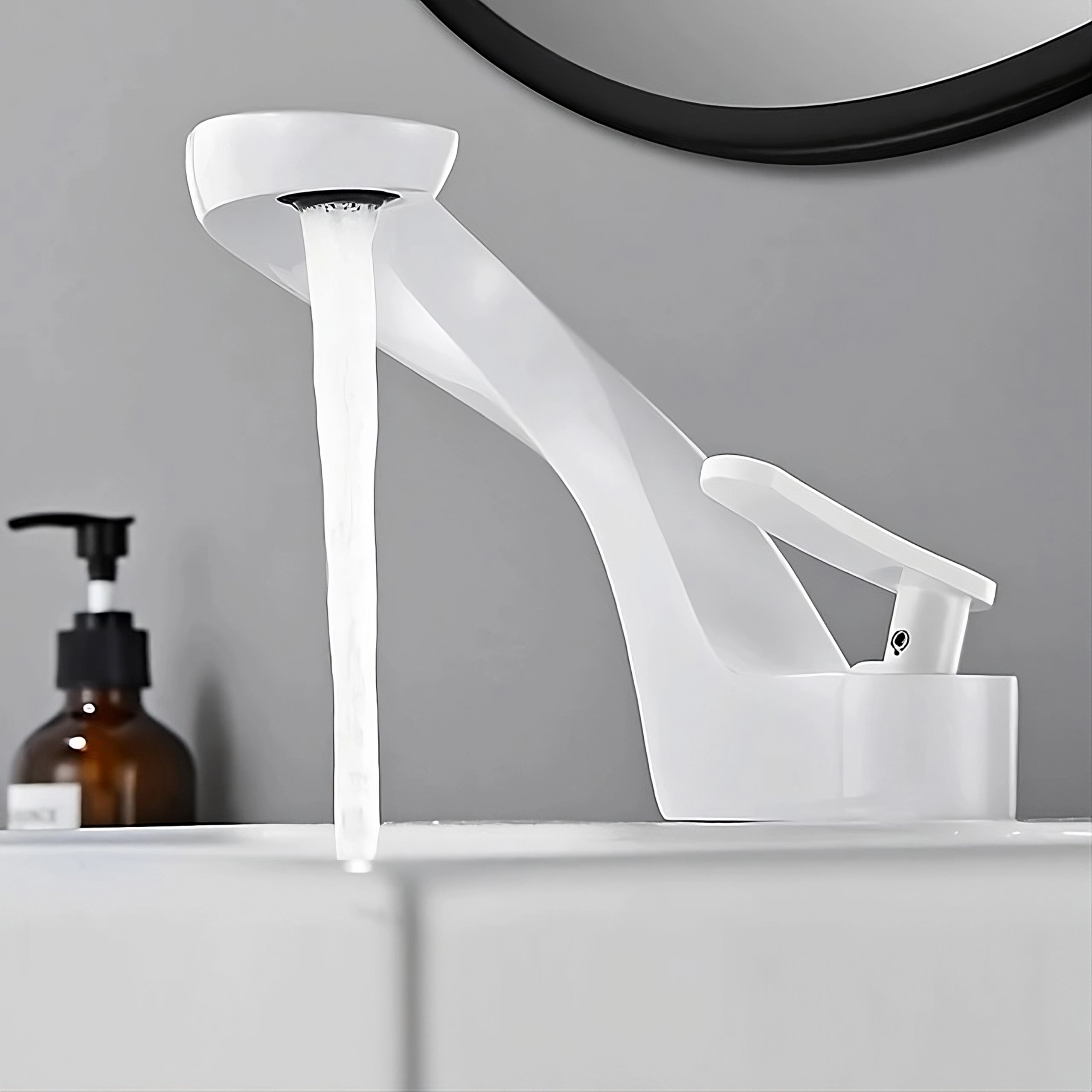 White color luxury bathroom faucet