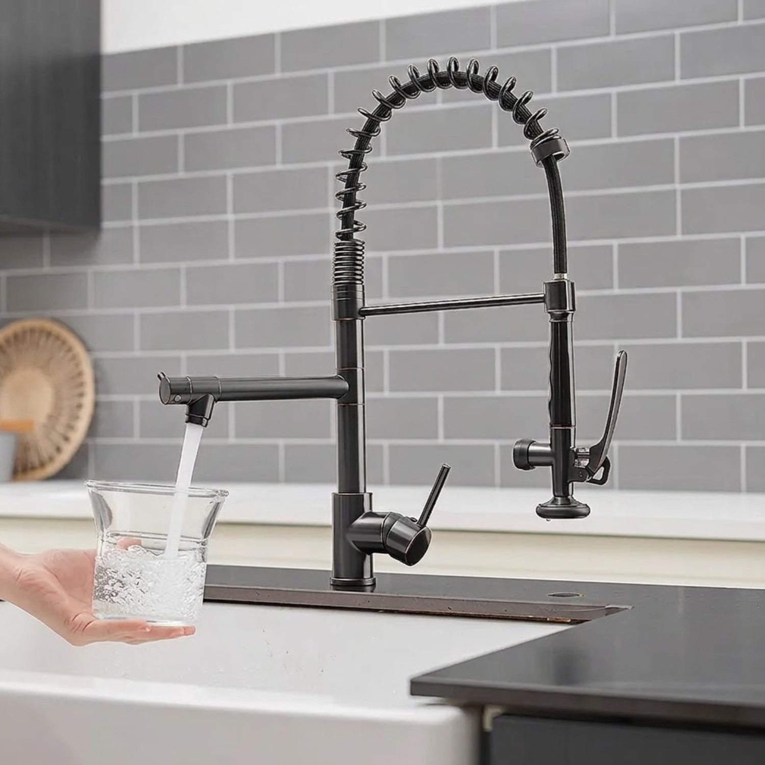 Tyresta - Modern Pull-Out Kitchen Faucet – Single Handle Solid Brass Mixer Tap