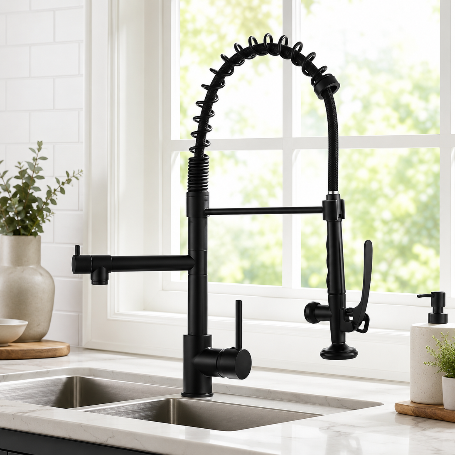 Tyresta - Modern Pull-Out Kitchen Faucet – Single Handle Solid Brass Mixer Tap